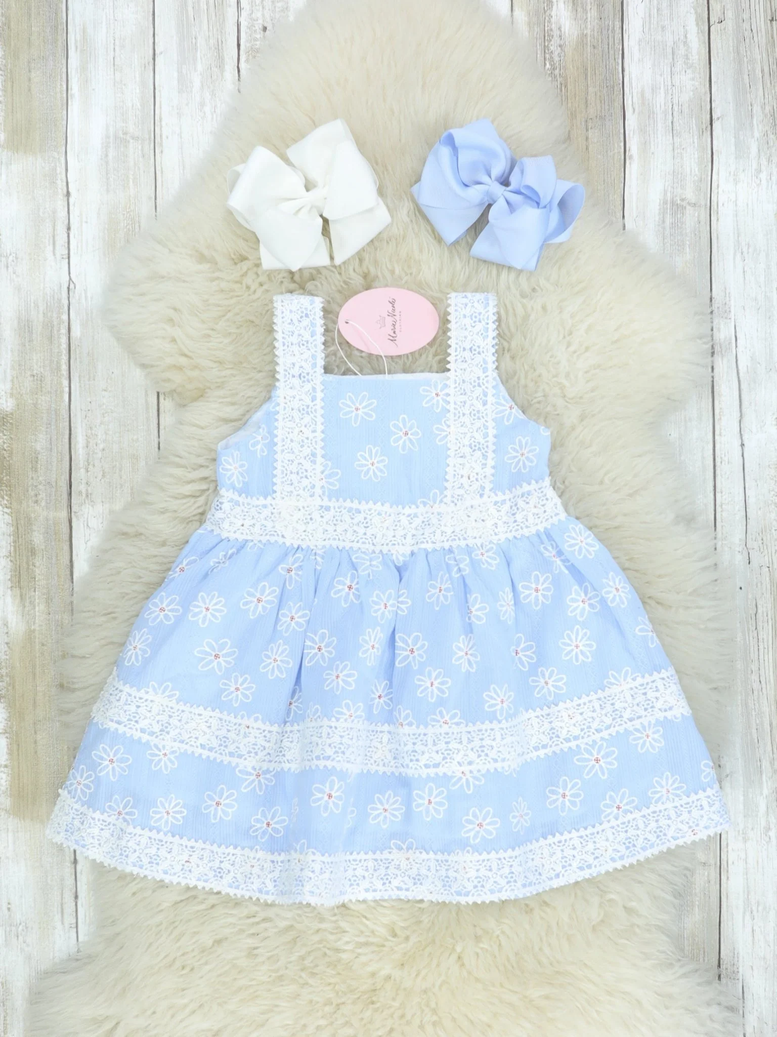 Blue Daisy Lace Dress - Image 7