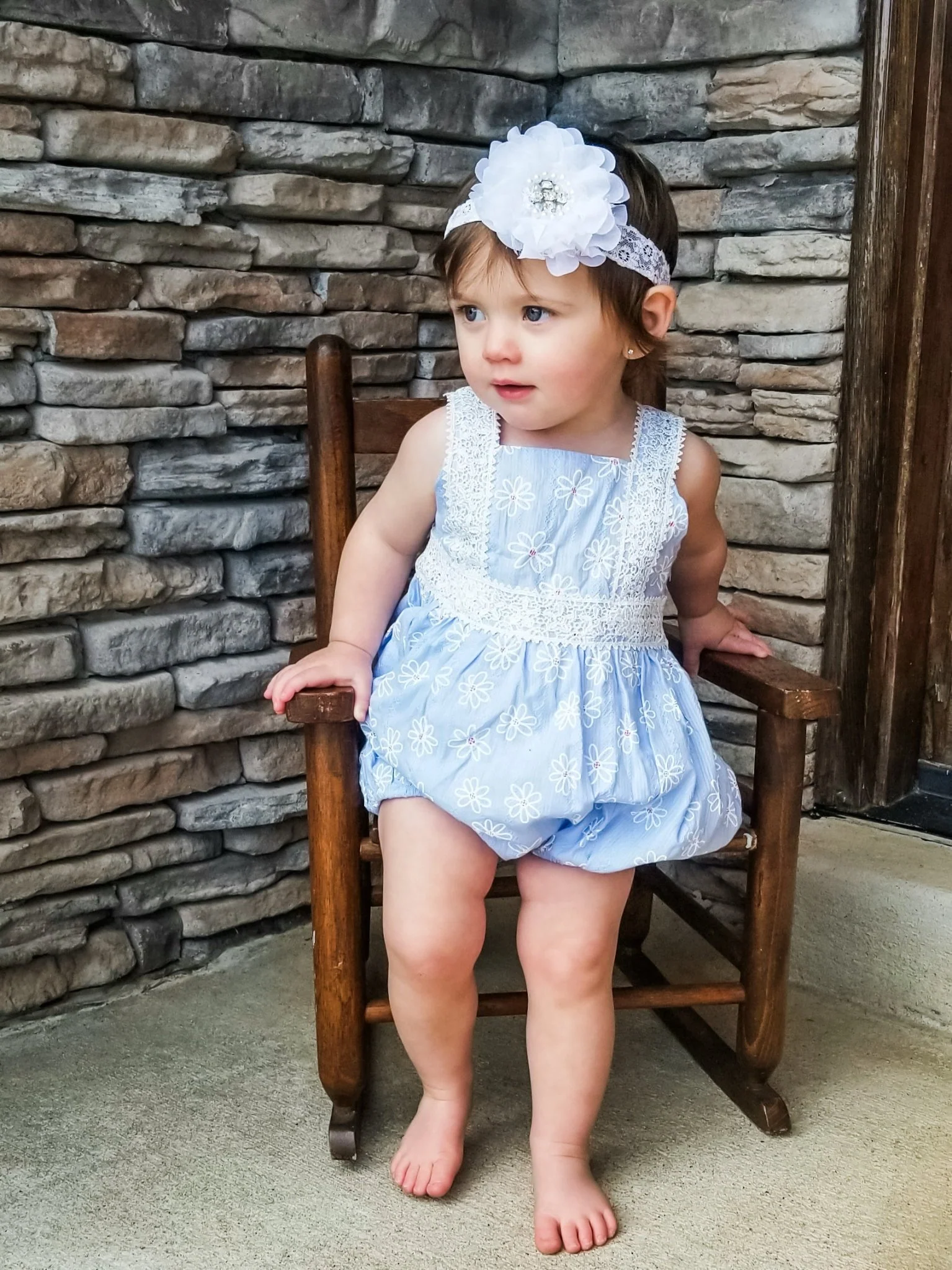 Blue Daisy Lace Romper - Image 3