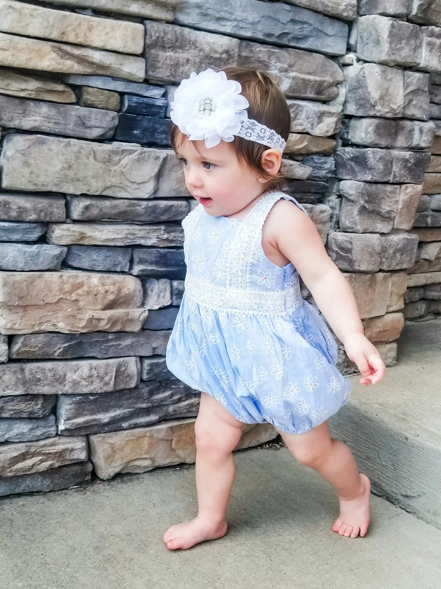Blue Daisy Lace Romper - Image 4