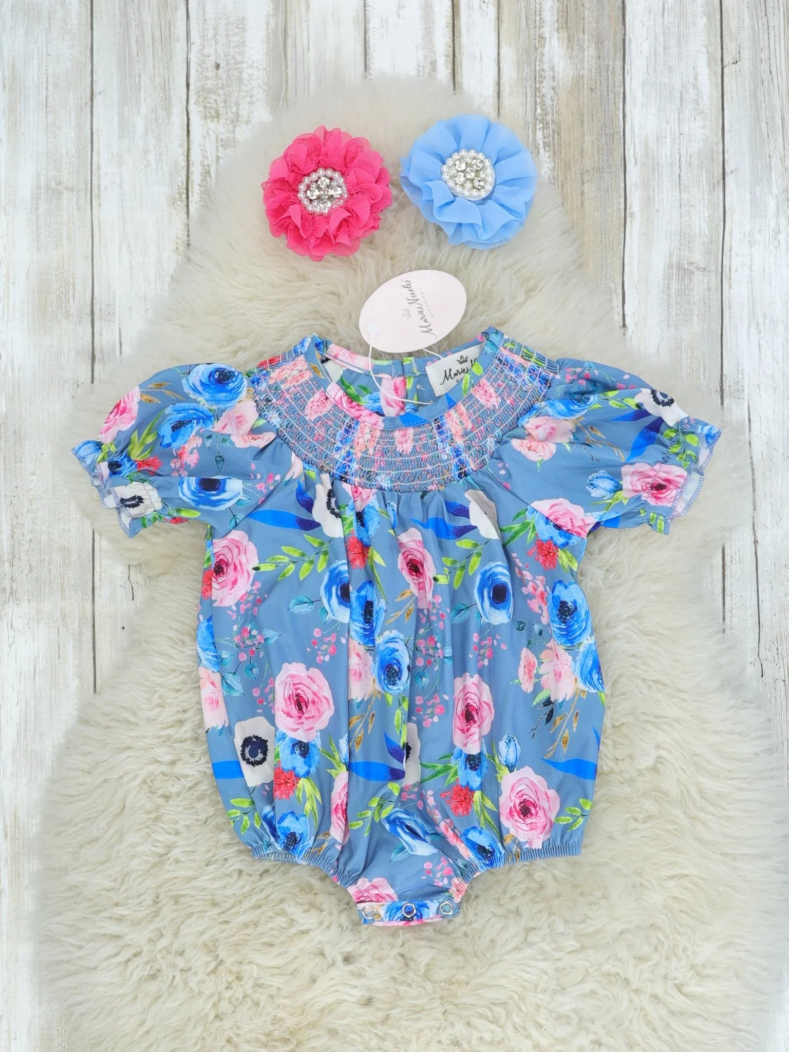 Blue Rose Bubble Romper