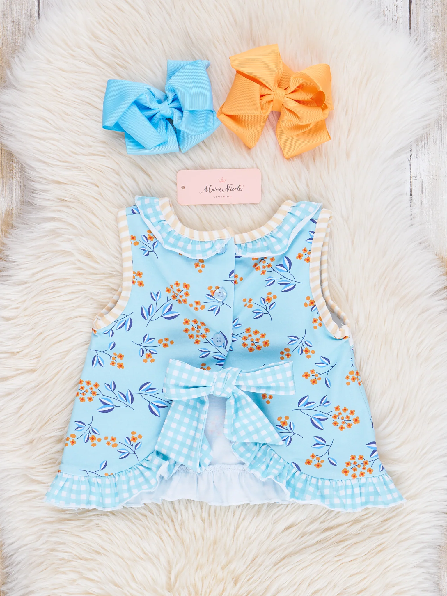 Blue Floral Dad Love Ruffle Outfit - Image 4