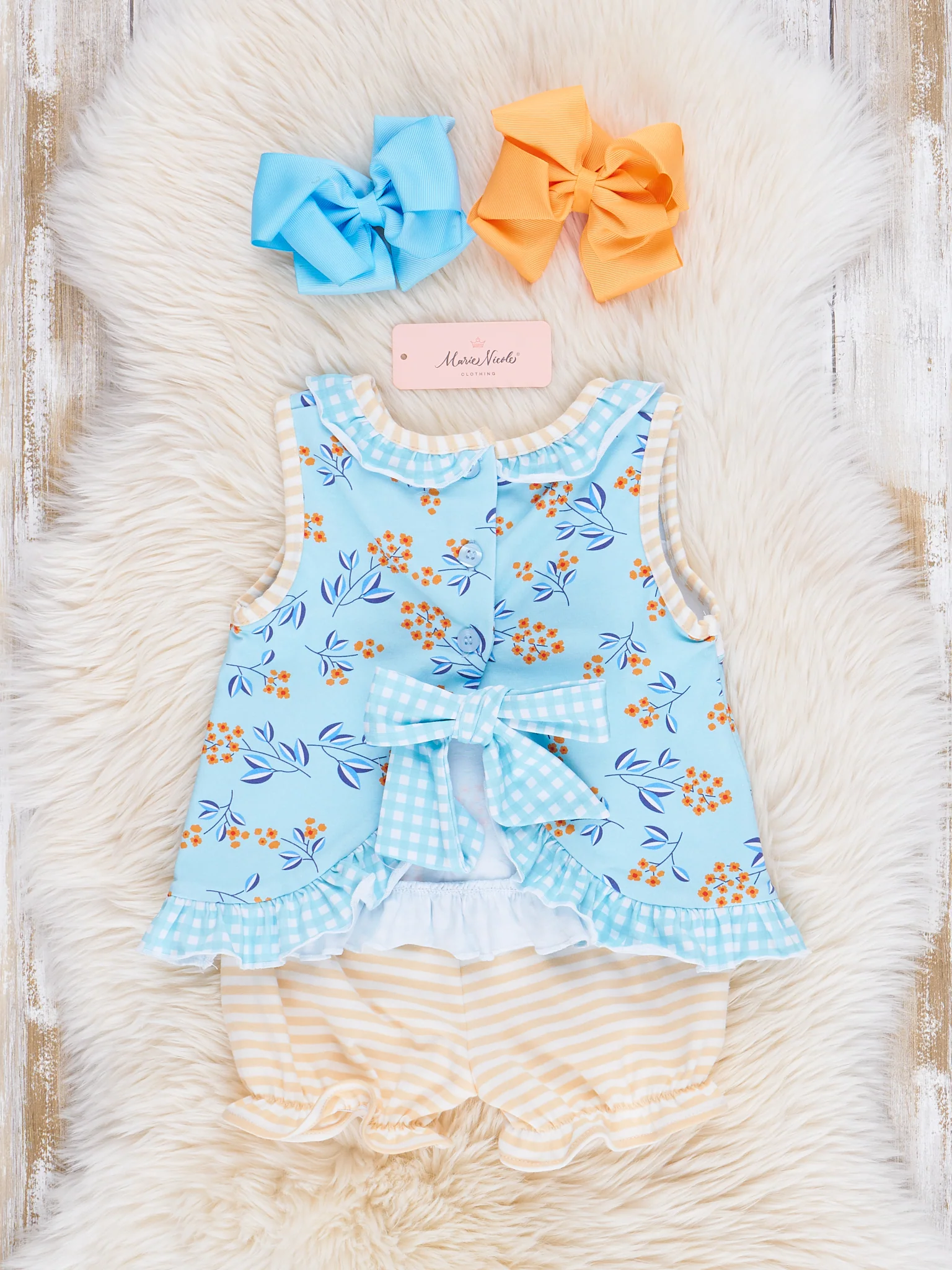 Blue Floral Dad Love Ruffle Outfit - Image 5