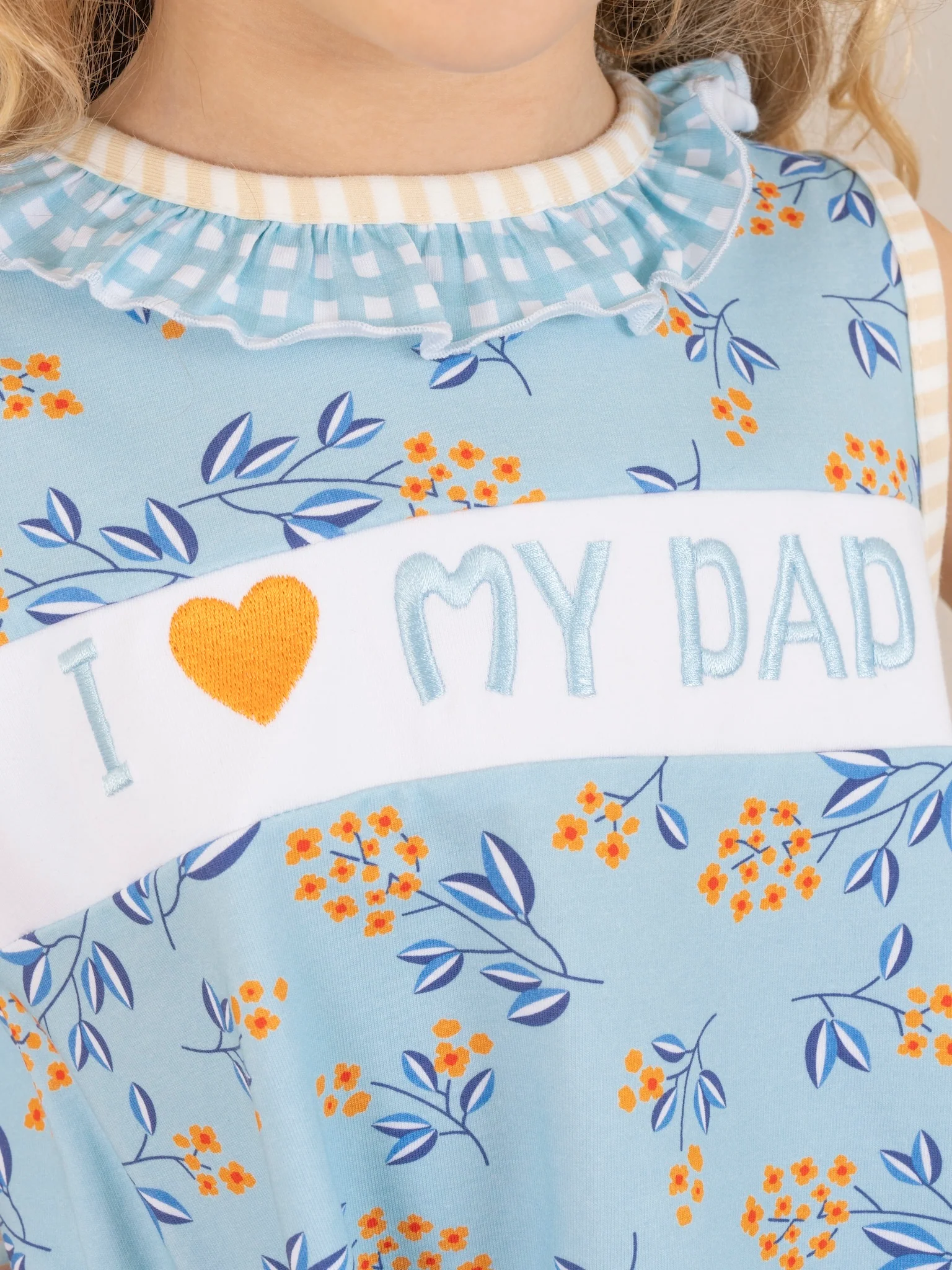 Blue Floral Dad Love Ruffle Outfit - Image 6
