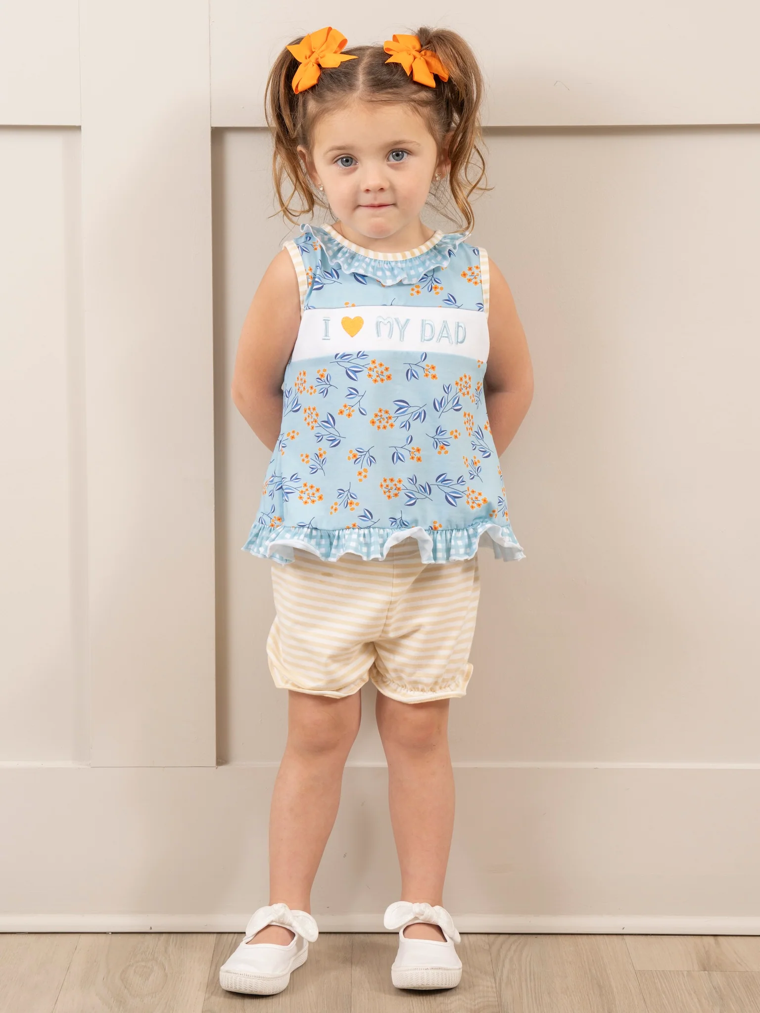 Blue Floral Dad Love Ruffle Outfit - Image 7