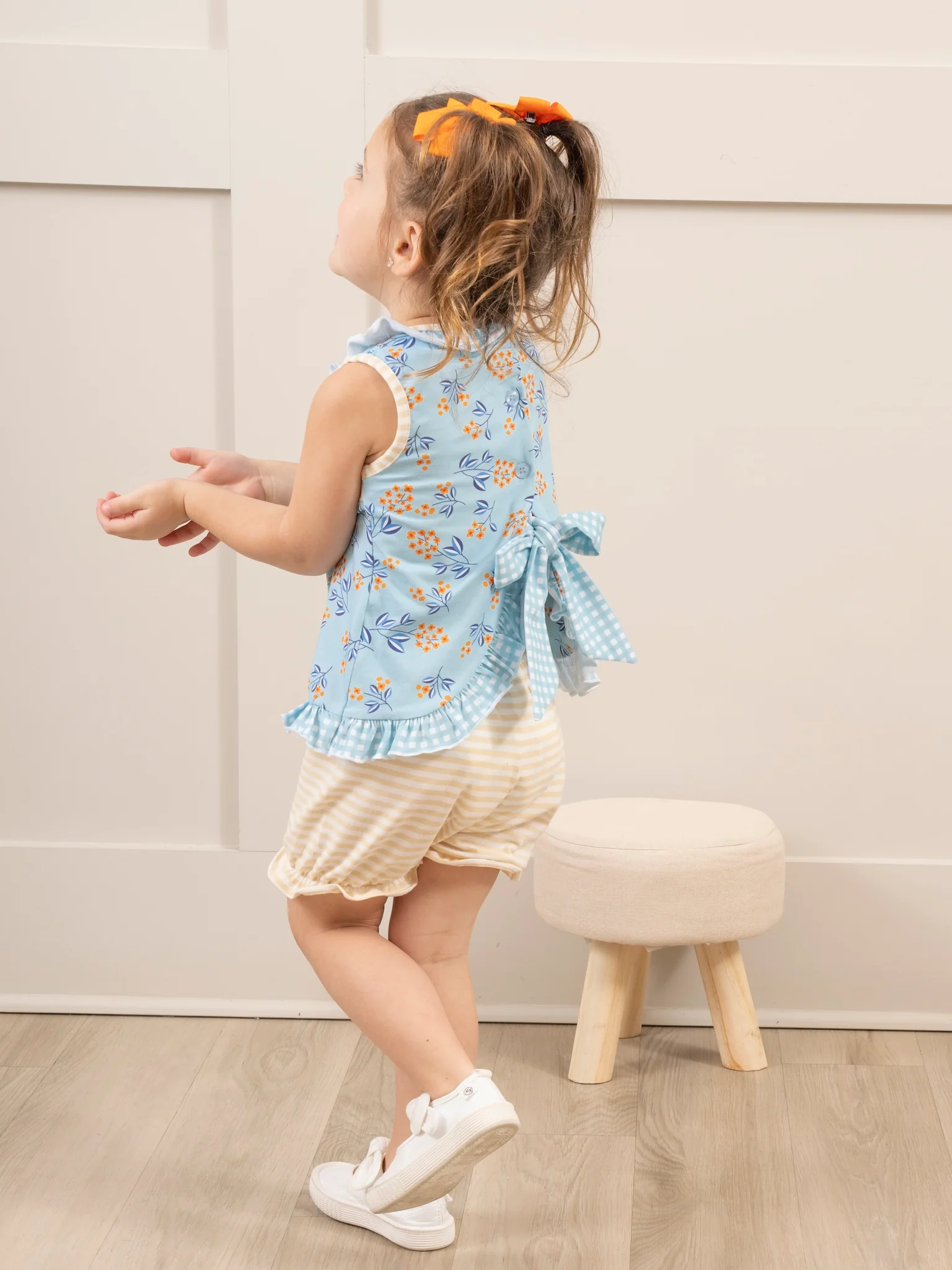 Blue Floral Dad Love Ruffle Outfit - Image 8