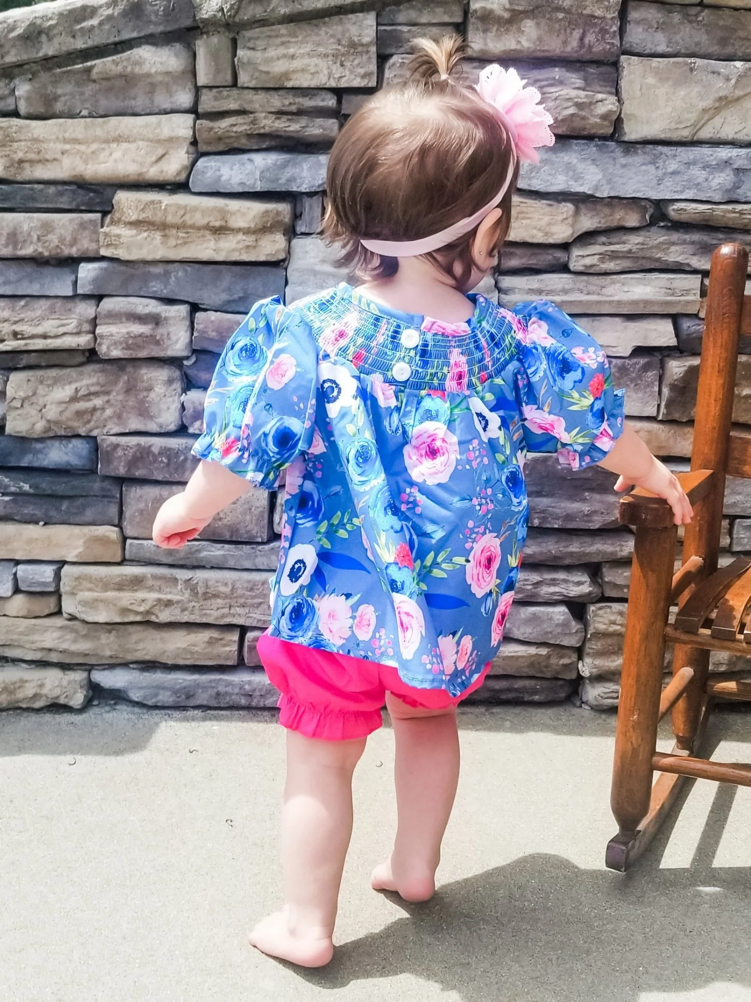 Blue Rose Swing Top & Pink Bottoms Outfit - Image 5