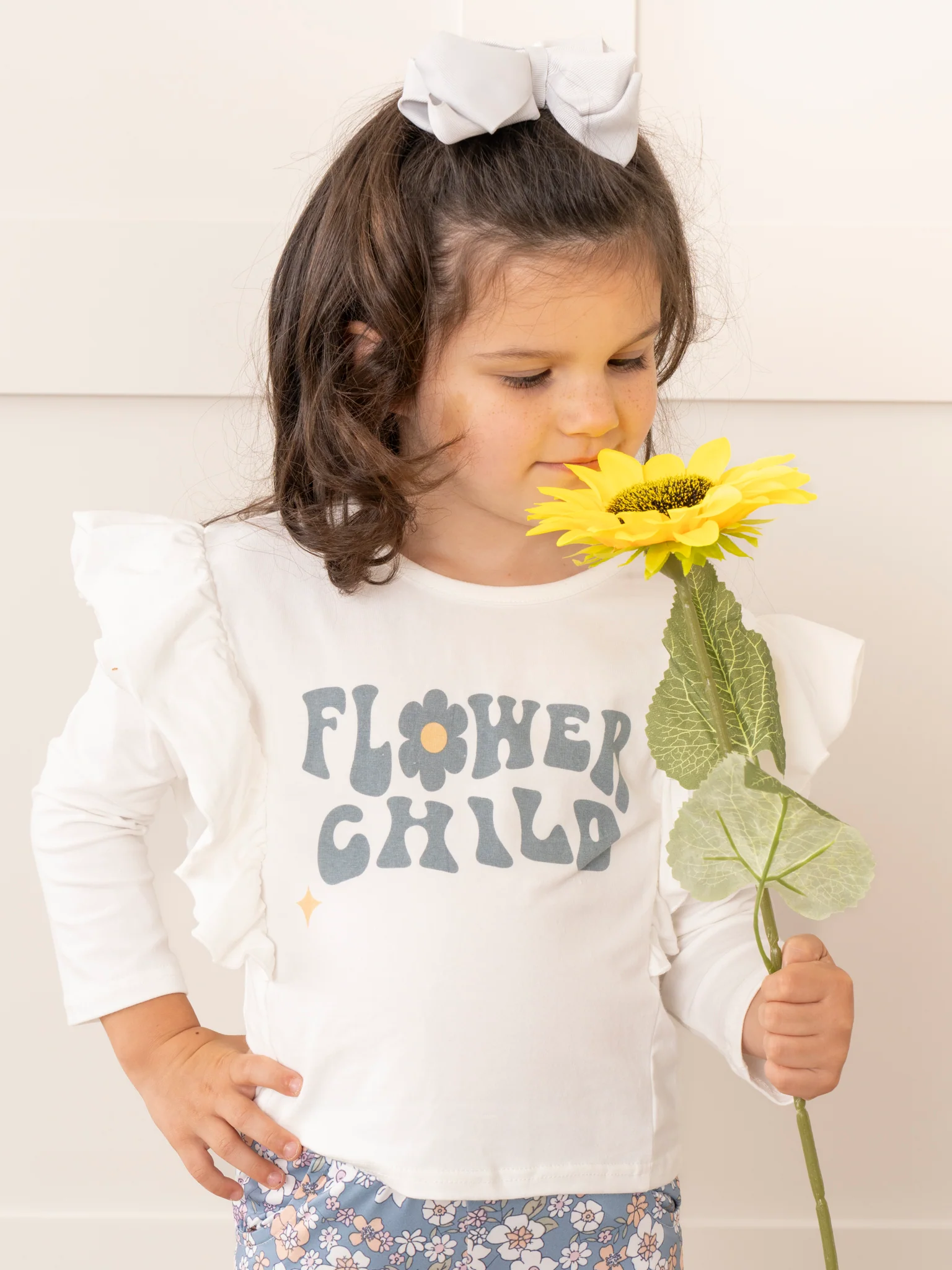 Blue Flower Child Bell Bottoms Outfit - Image 5