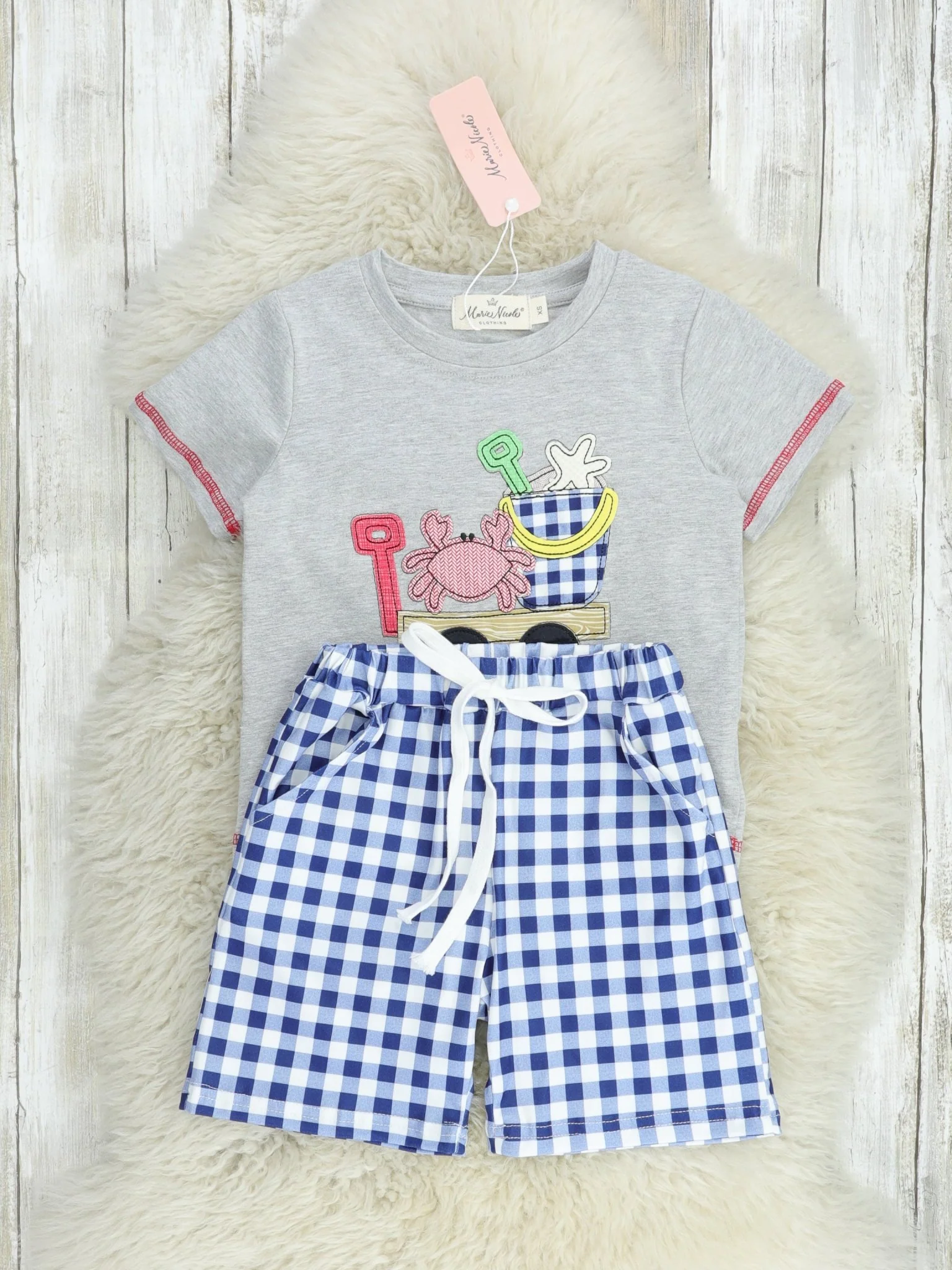 Blue Gingham Beach Wagon Outfit - Image 2