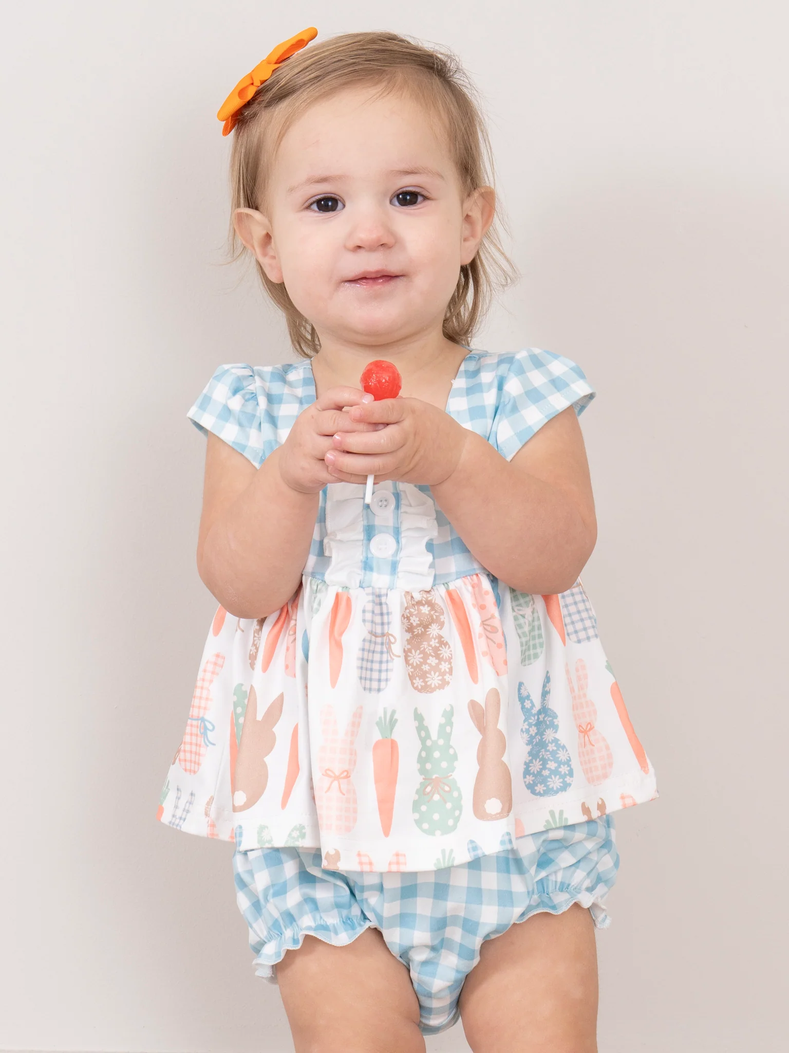Blue Gingham Bunnies Bloomers Outfit