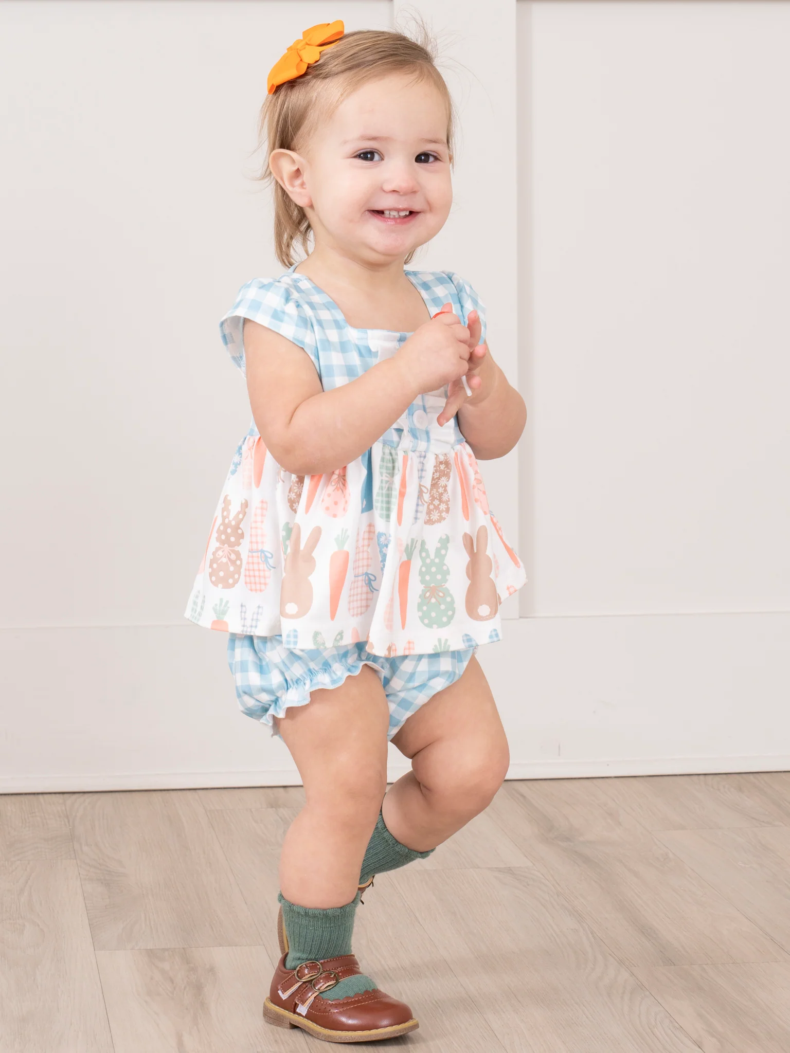 Blue Gingham Bunnies Bloomers Outfit - Image 5