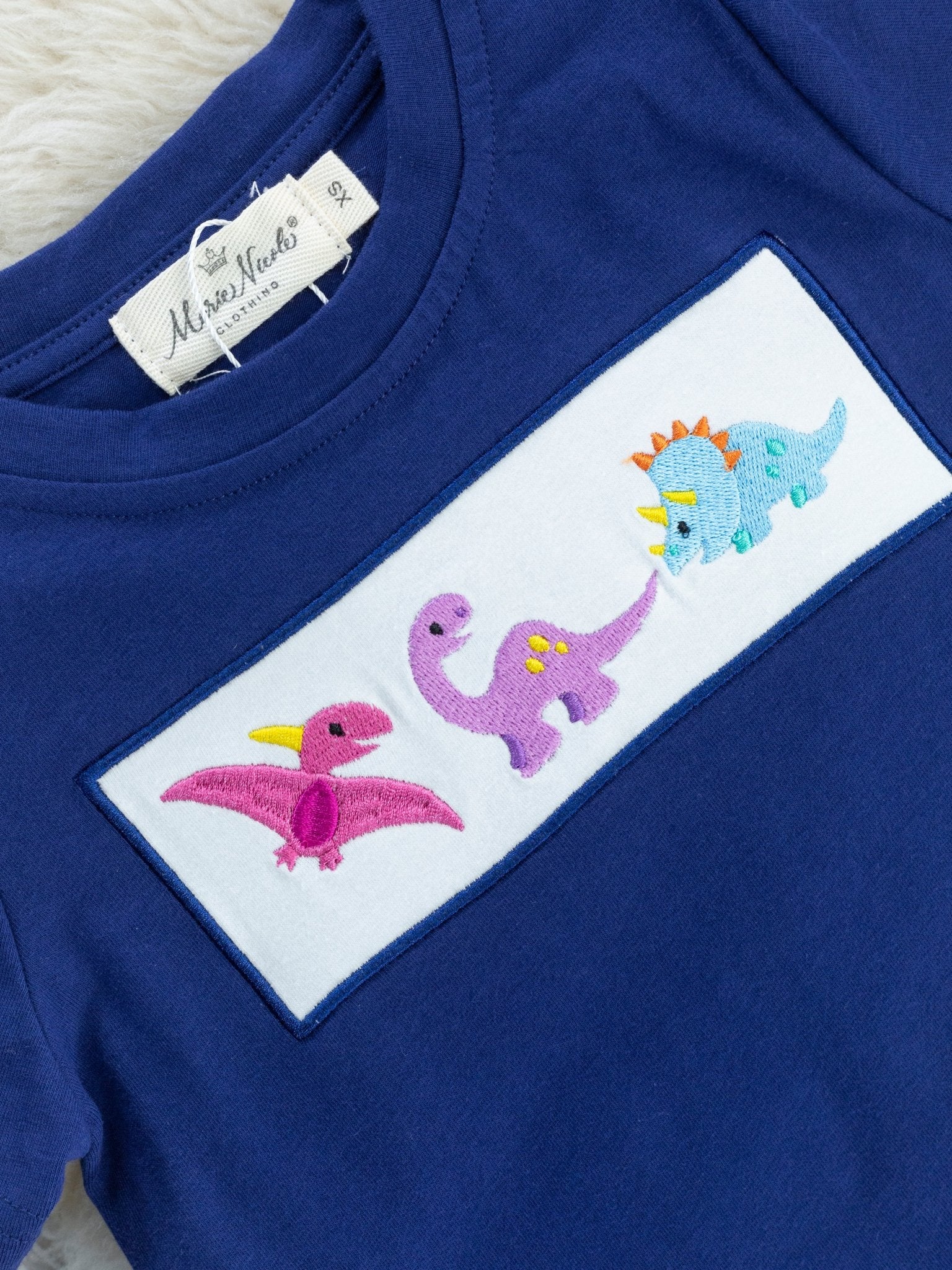 Blue Gingham Dinosaur Outfit - Image 3