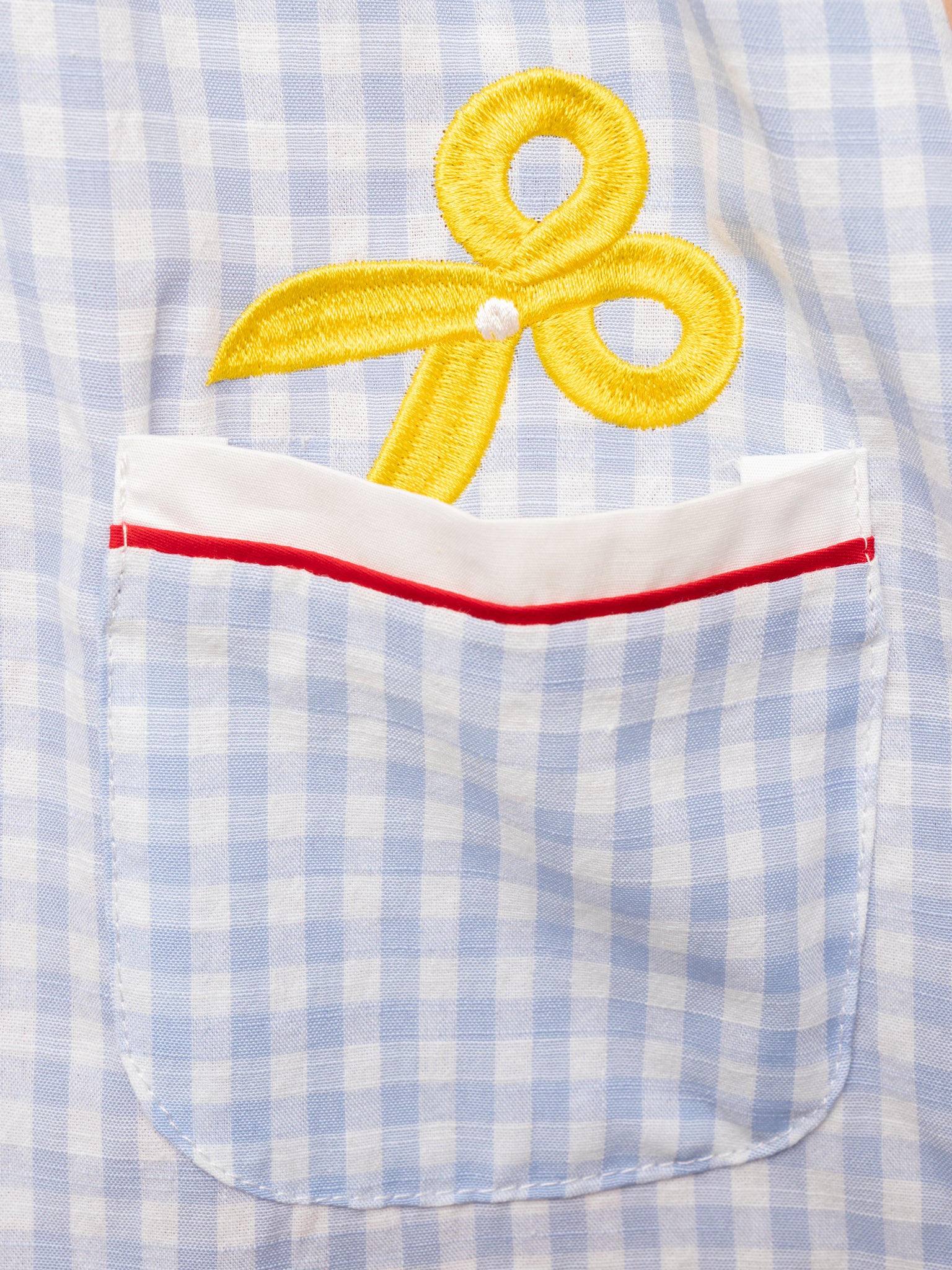 Blue Gingham Embroidered Crayons Ruffle Outfit - Image 6