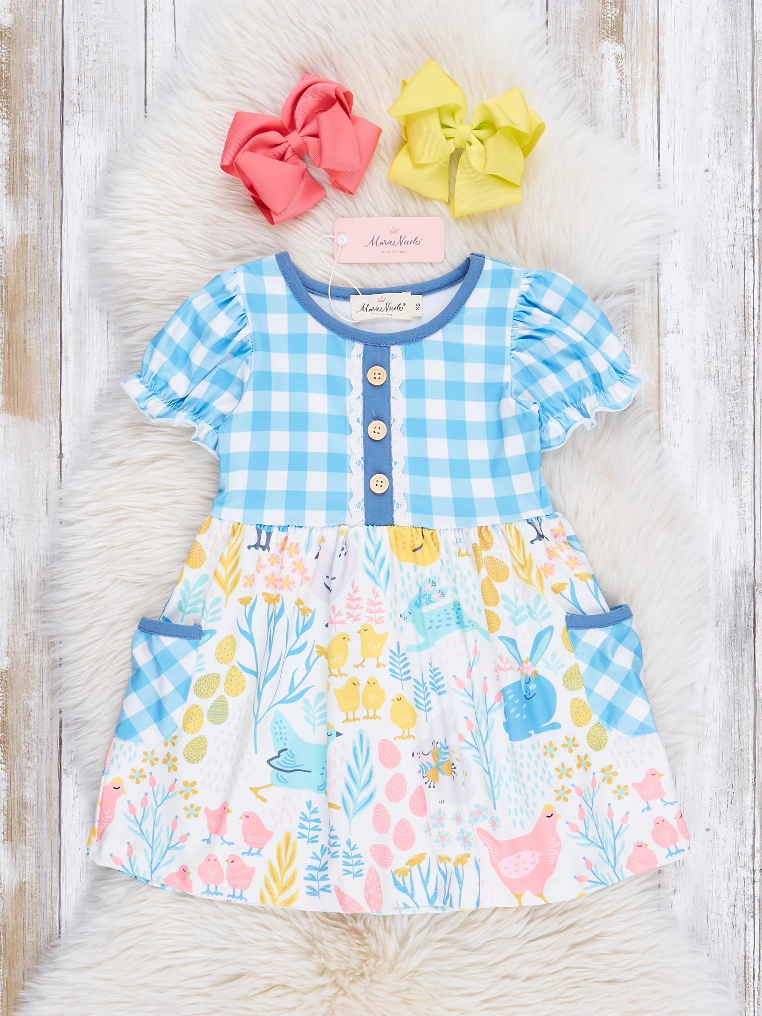 Blue Gingham Garden Ruffle Dress