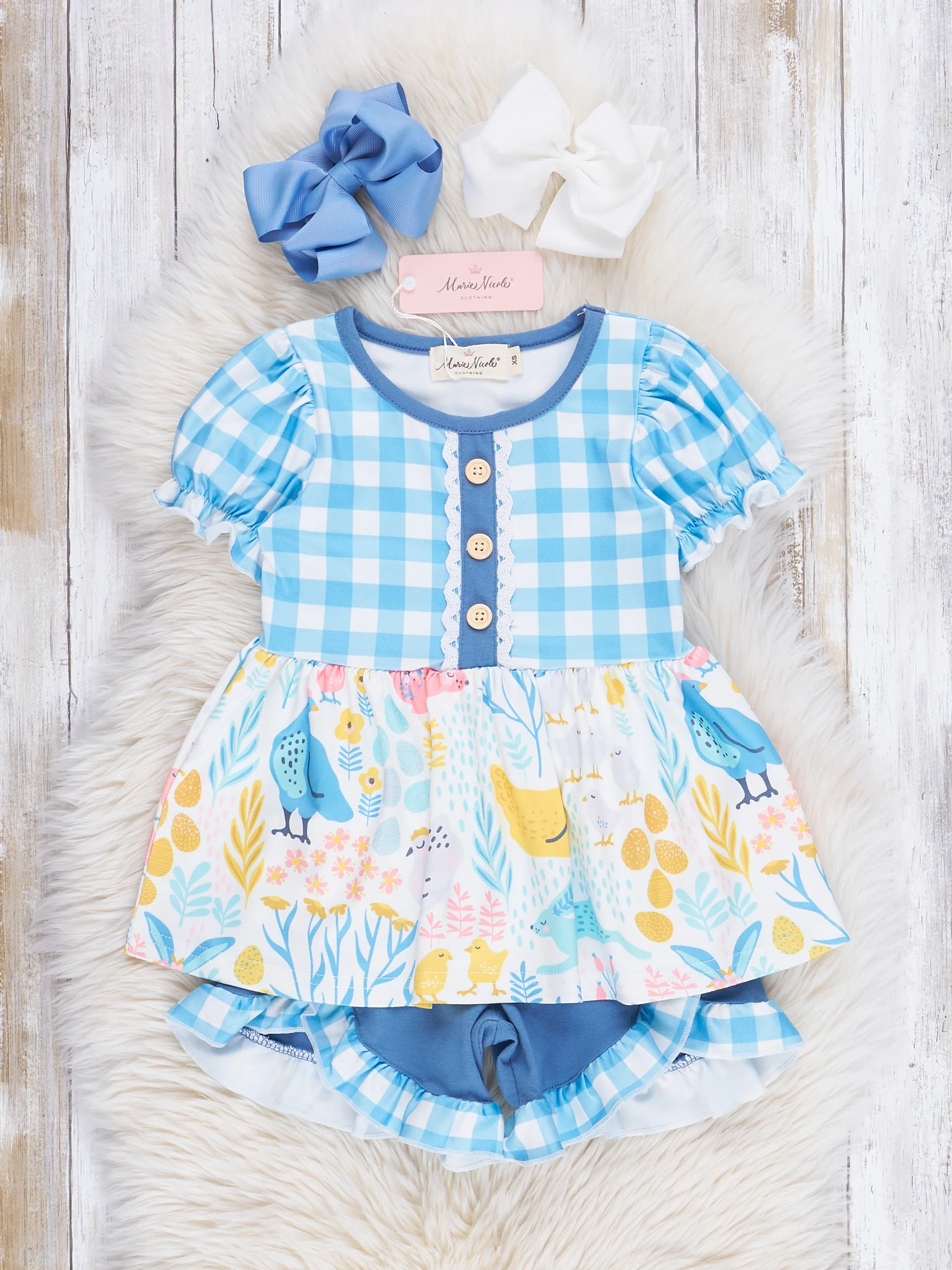 Blue Gingham Garden Ruffle Outfit - Image 2