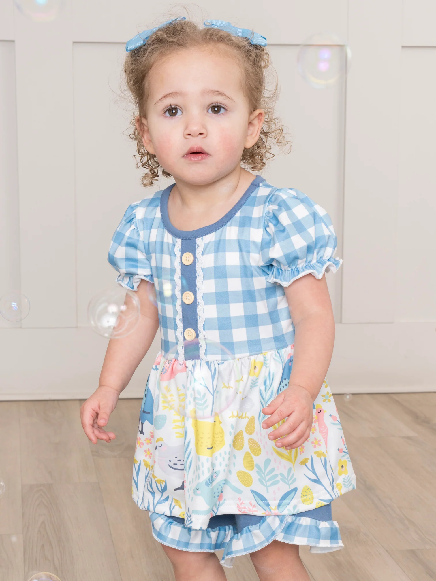 Blue Gingham Garden Ruffle Outfit - Image 4