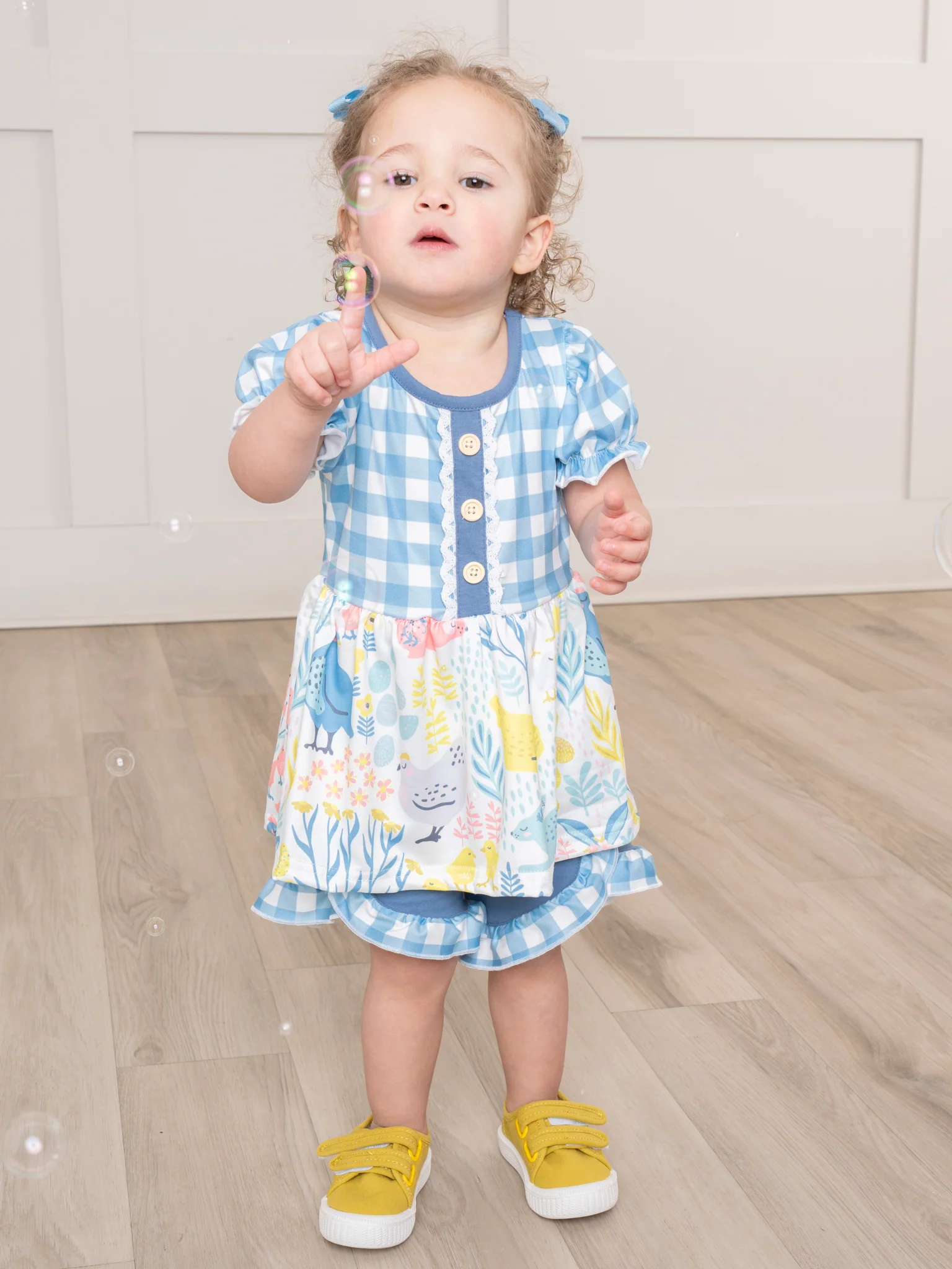 Blue Gingham Garden Ruffle Outfit - Image 5