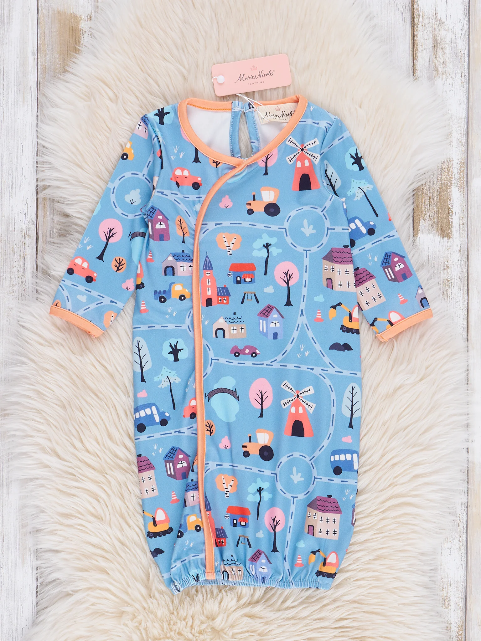 Blue Happy Village Sleep Gown