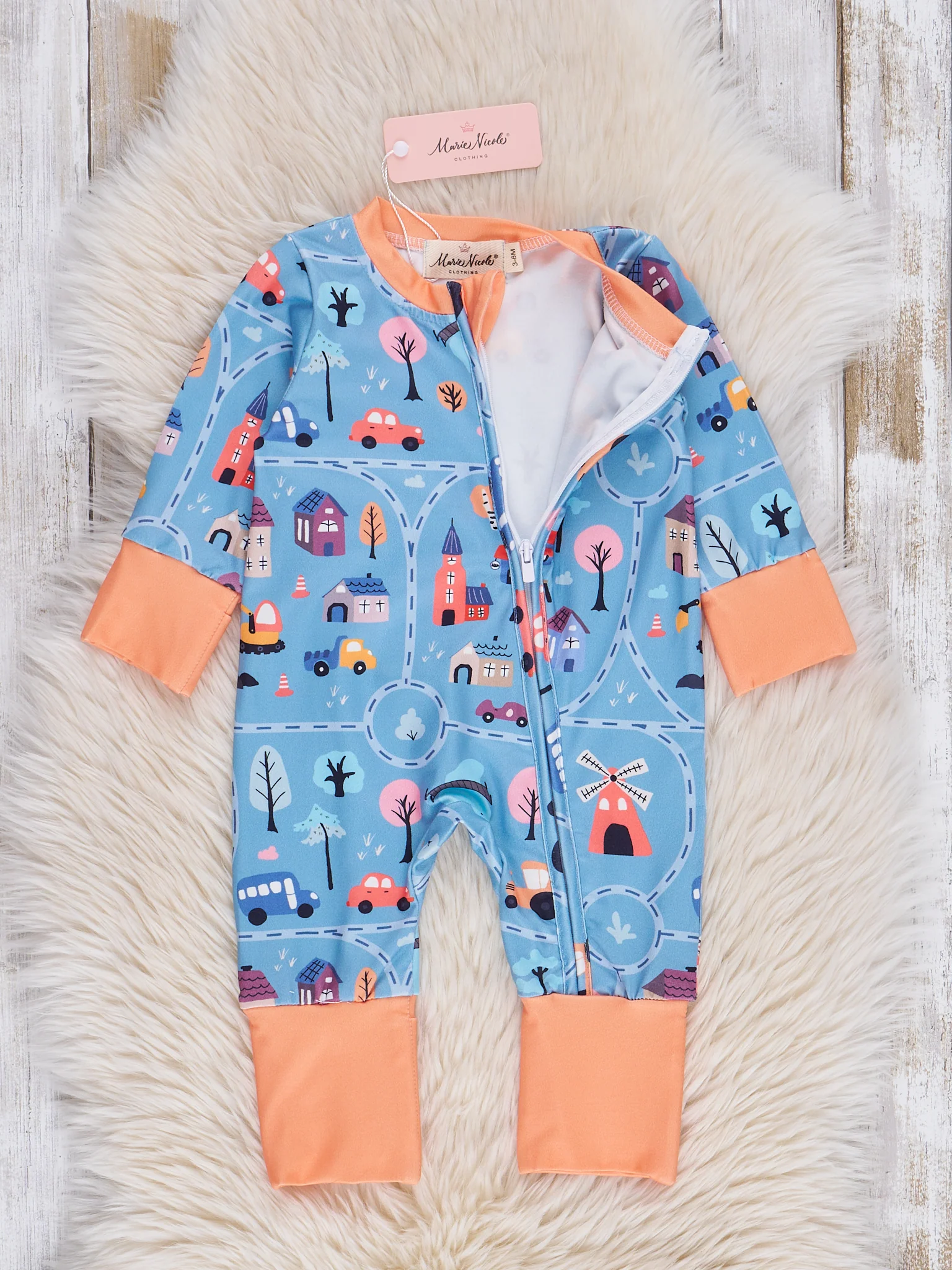 Blue Happy Village Sleeper Pajamas - Image 2