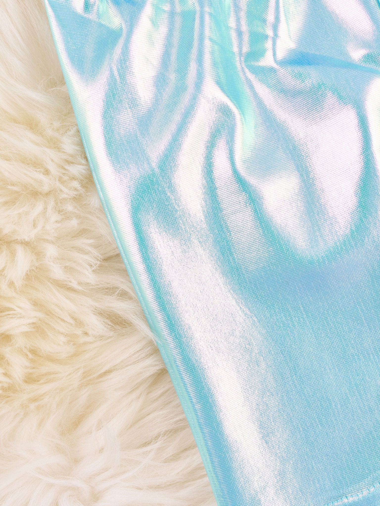 Blue Holographic Long Biker Shorts - Image 2