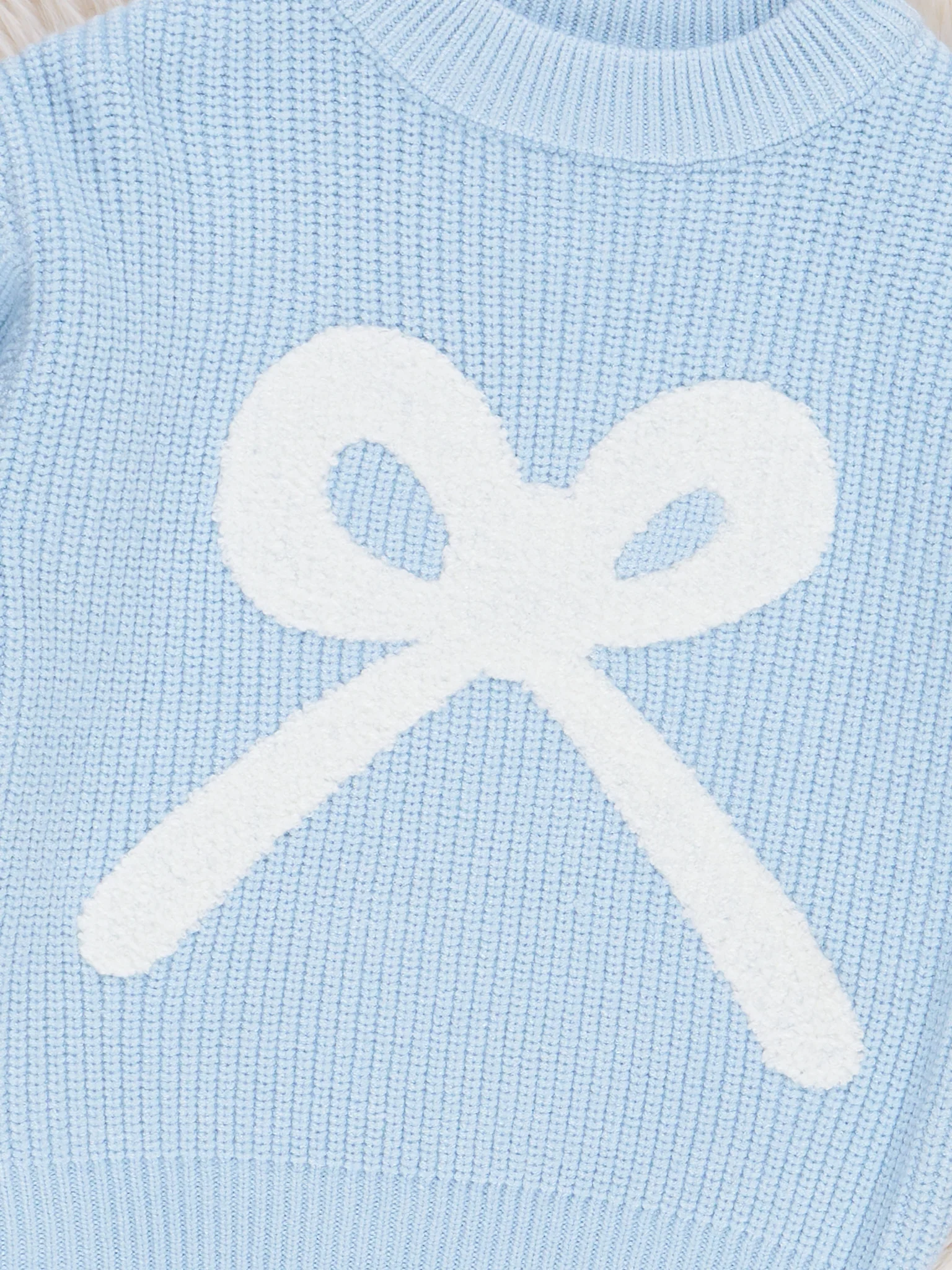 Blue Knit Bow Sweater - Image 3