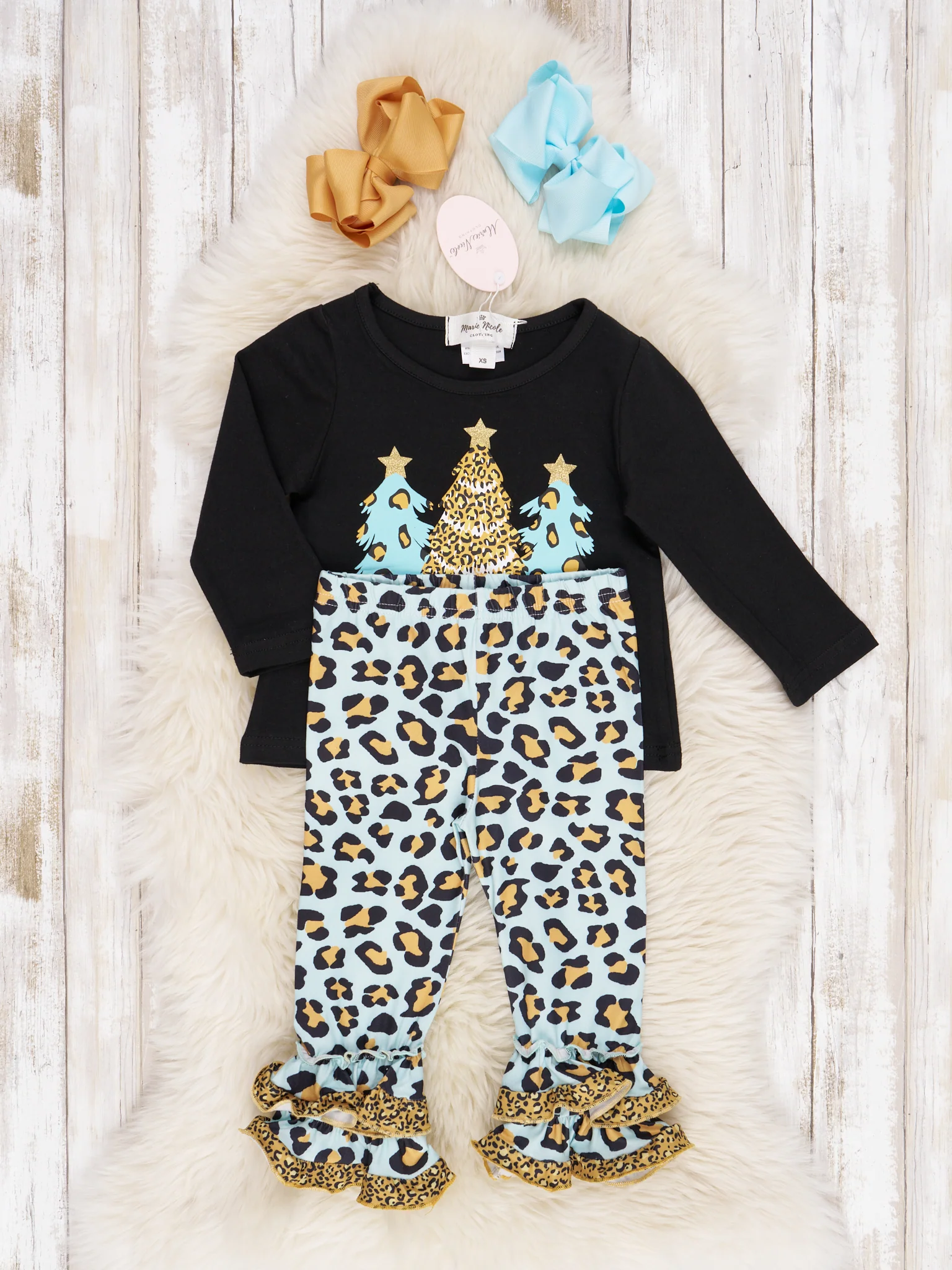 Blue Leopard Christmas Ruffle Outfit - Image 2