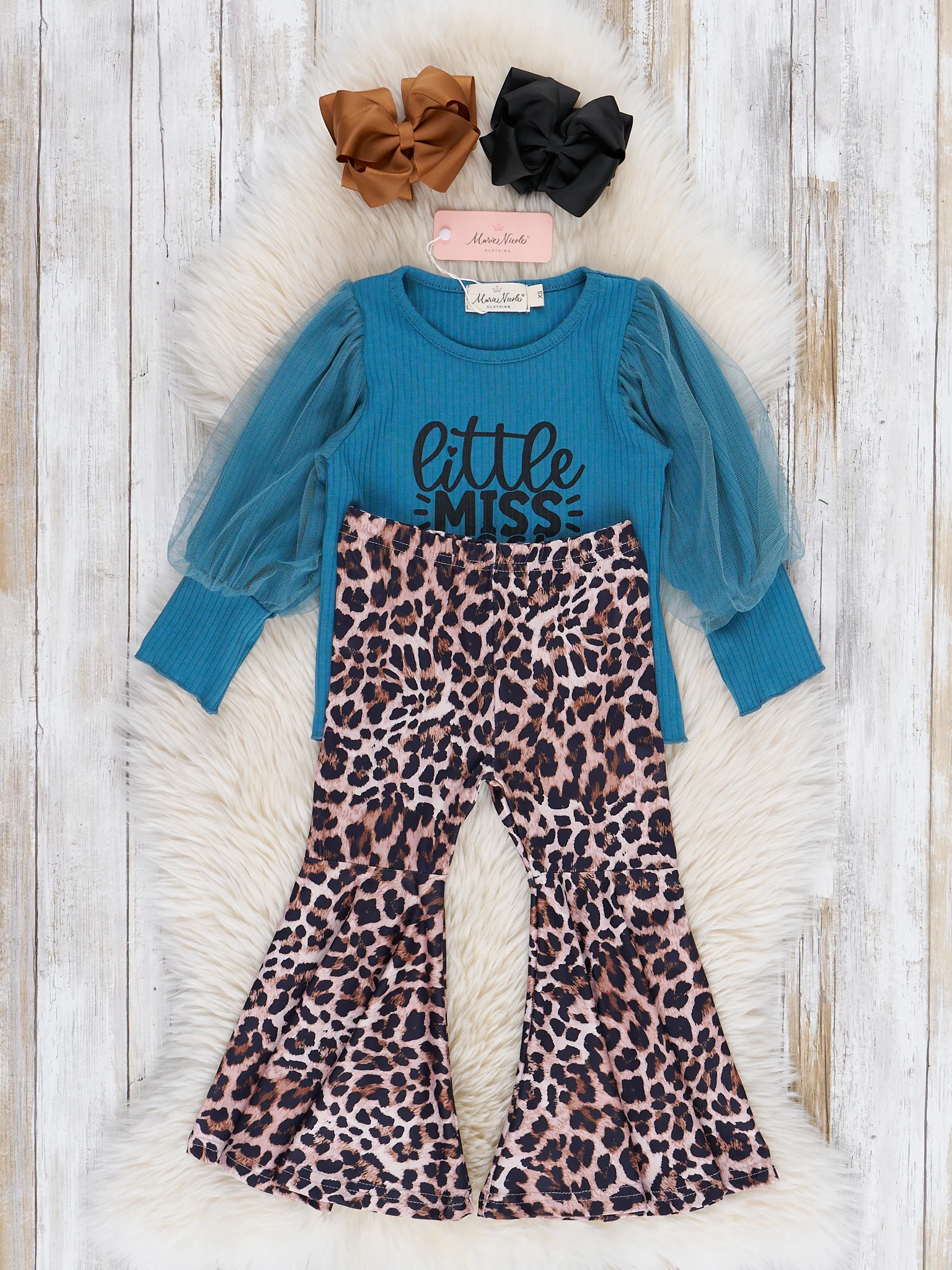 Blue & Leopard Sassy Pants Bell Bottoms Outfit - Image 2