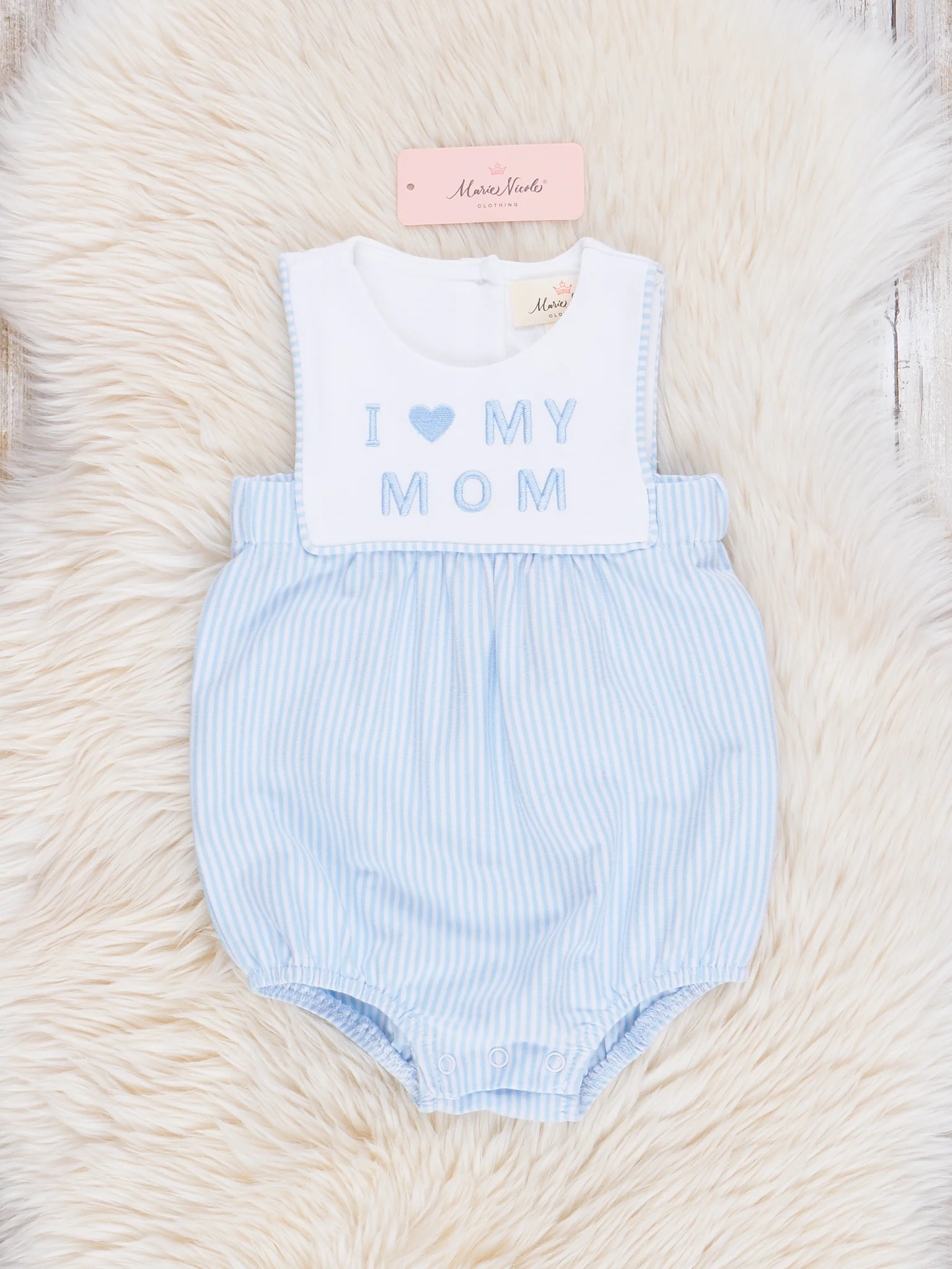 Blue Mom Love Bubble Romper - Image 2