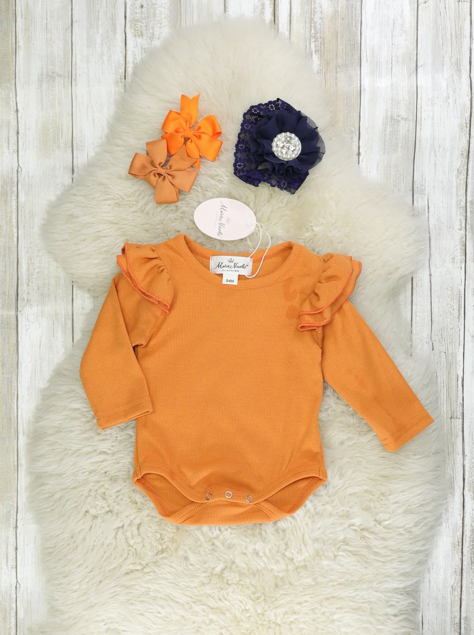 Navy & Burnt Orange Persimmon Suspender Skirt Set - Image 2