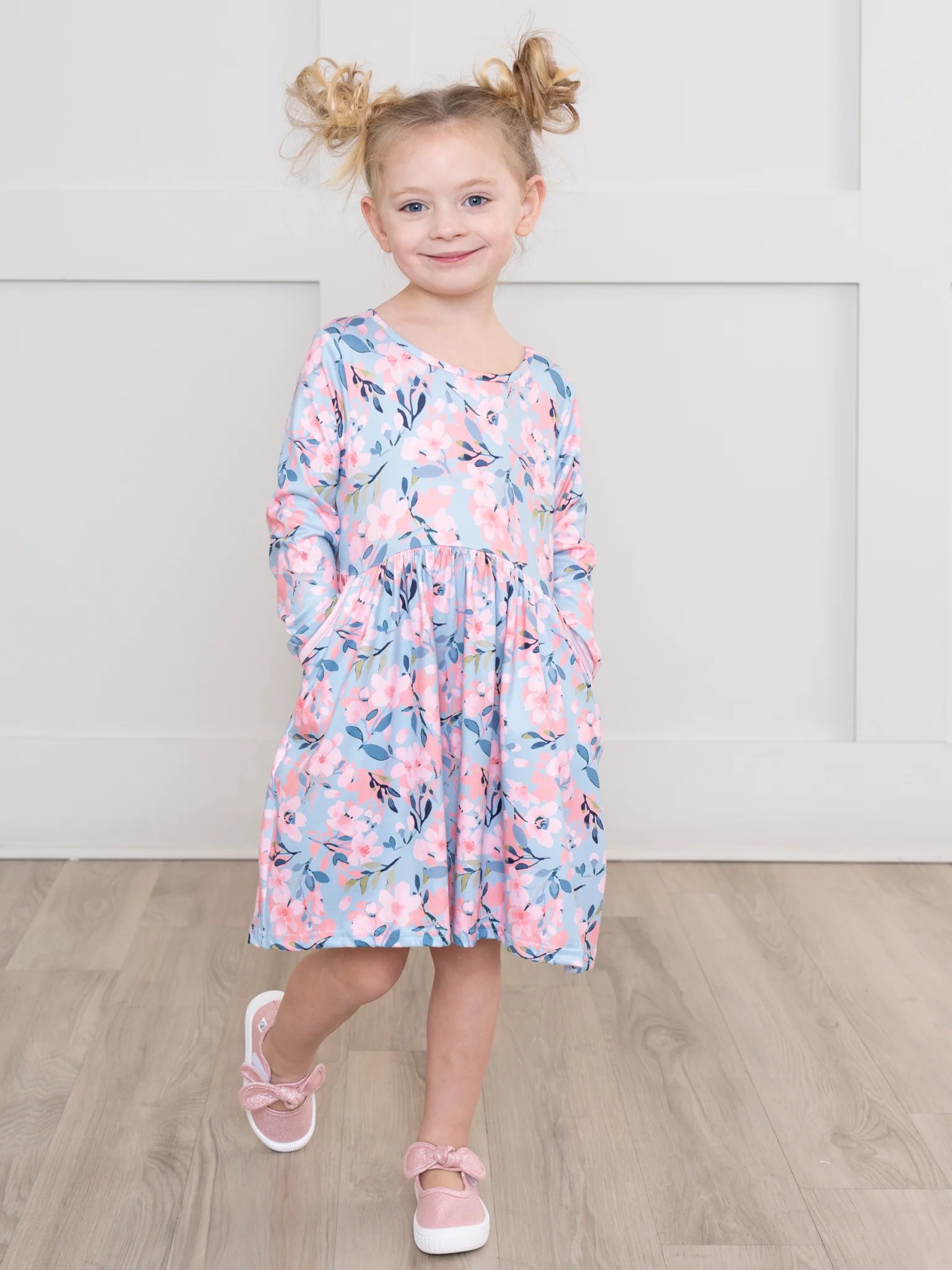 Blue & Pink Flowers Swing Dress - Image 3