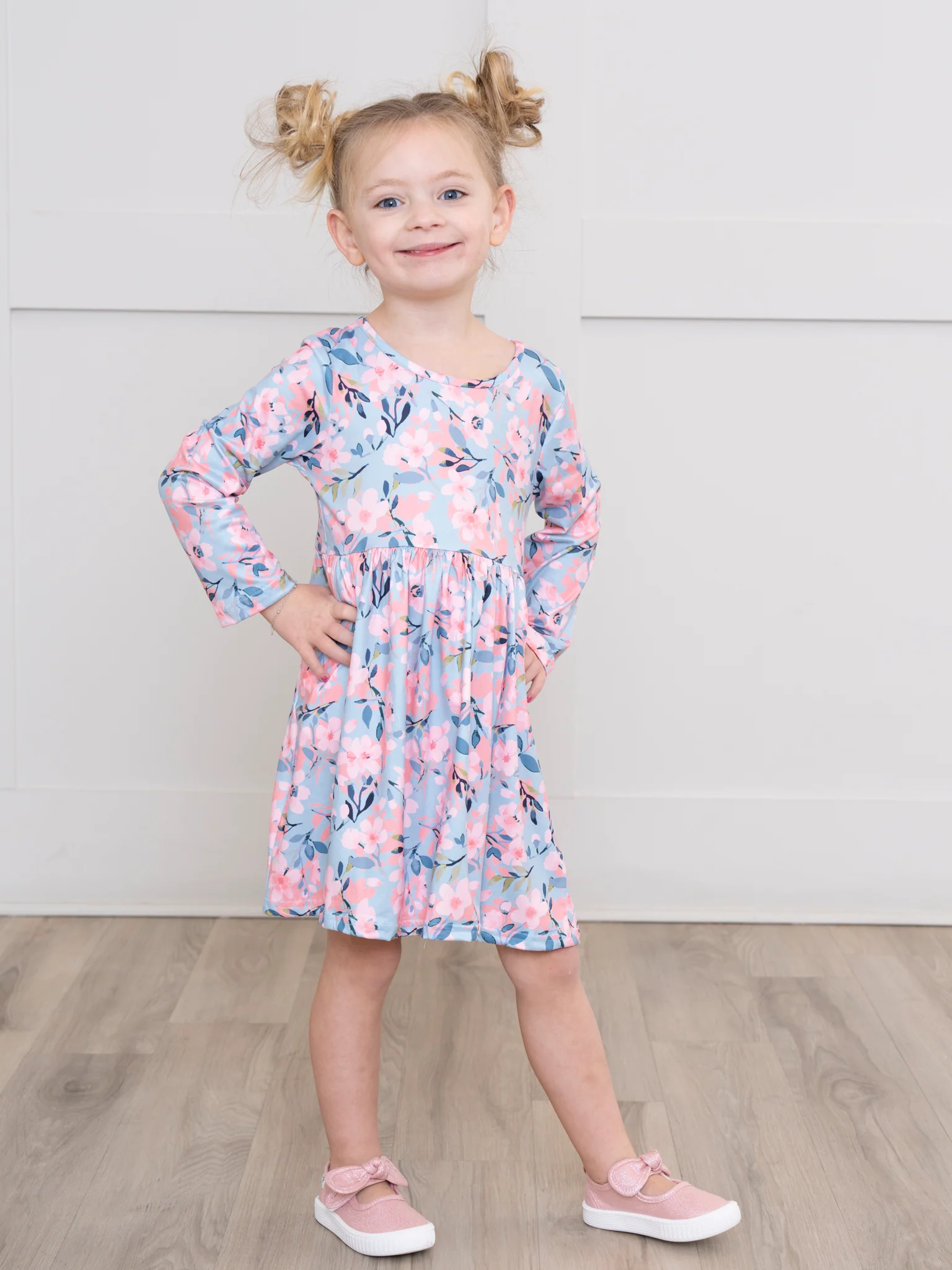 Blue & Pink Flowers Swing Dress - Image 4