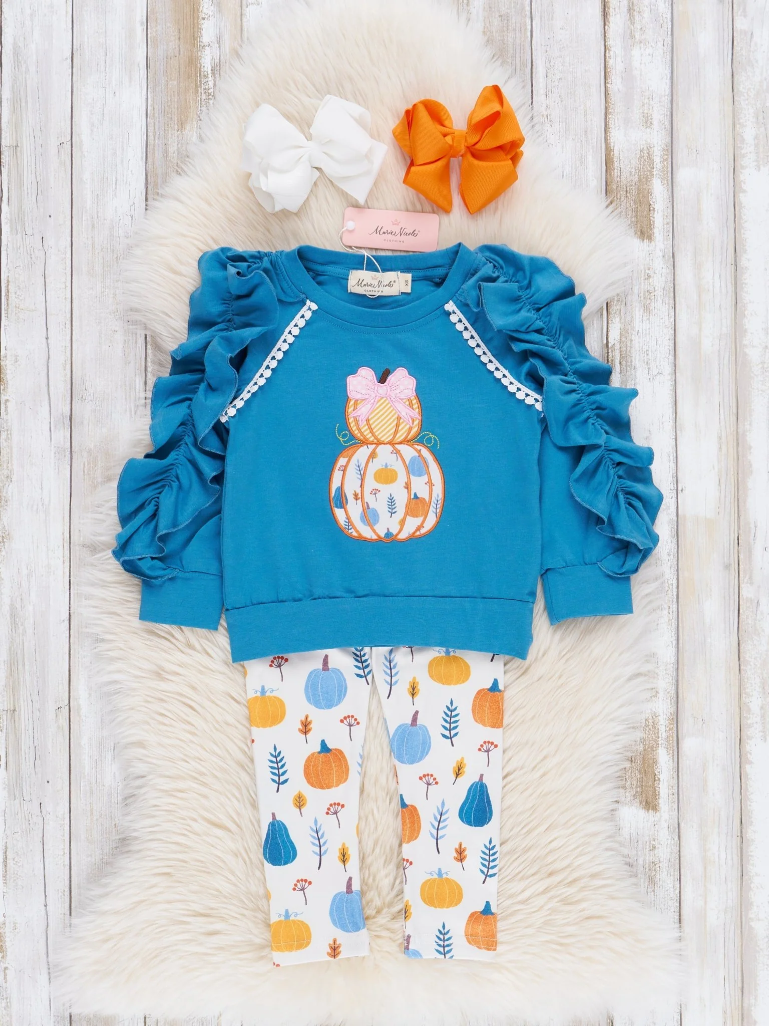Blue & Pink Sweet Pumpkins Ruffle Outfit