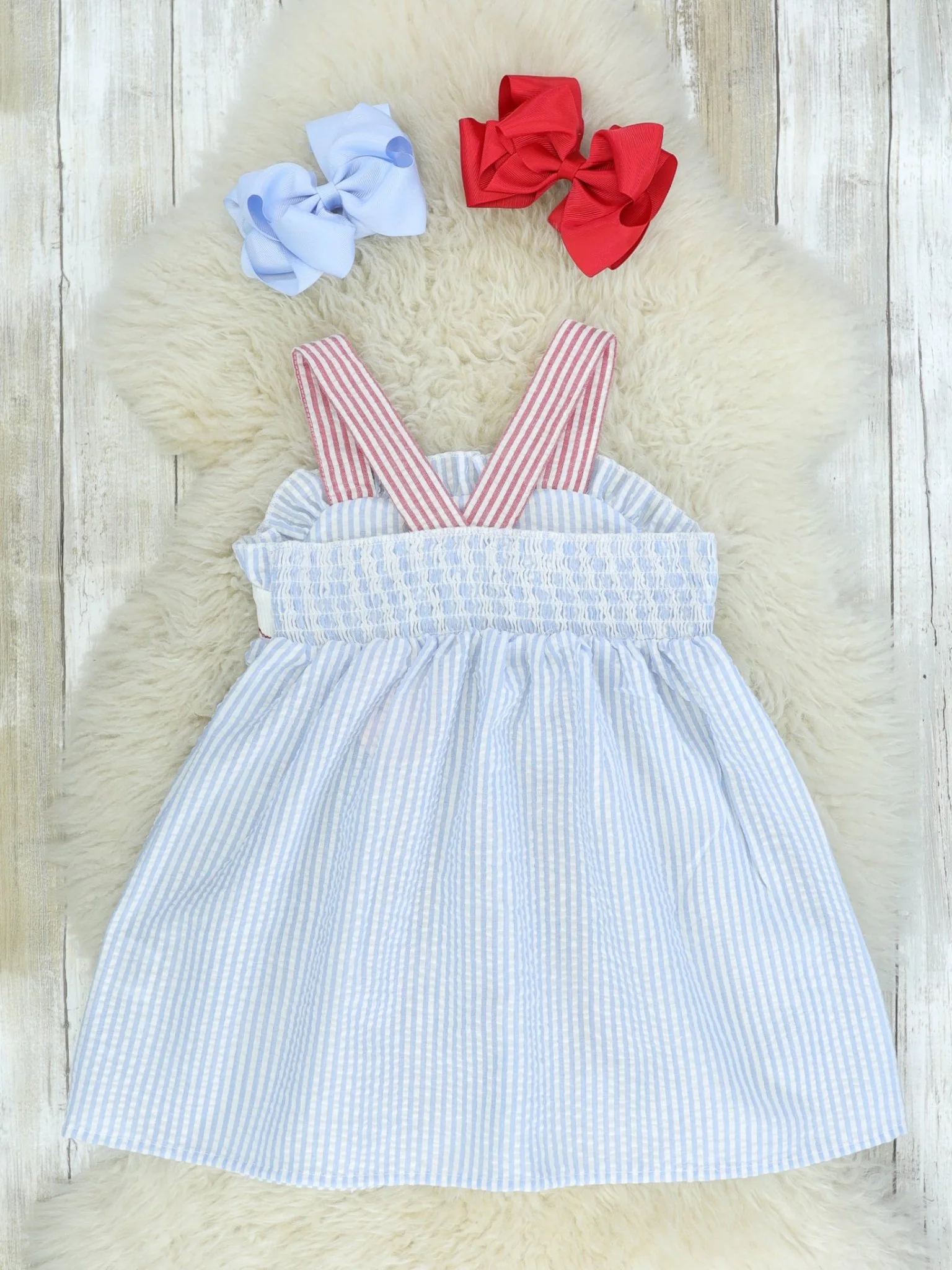 Blue Pinstriped Baseball Dress - Image 2