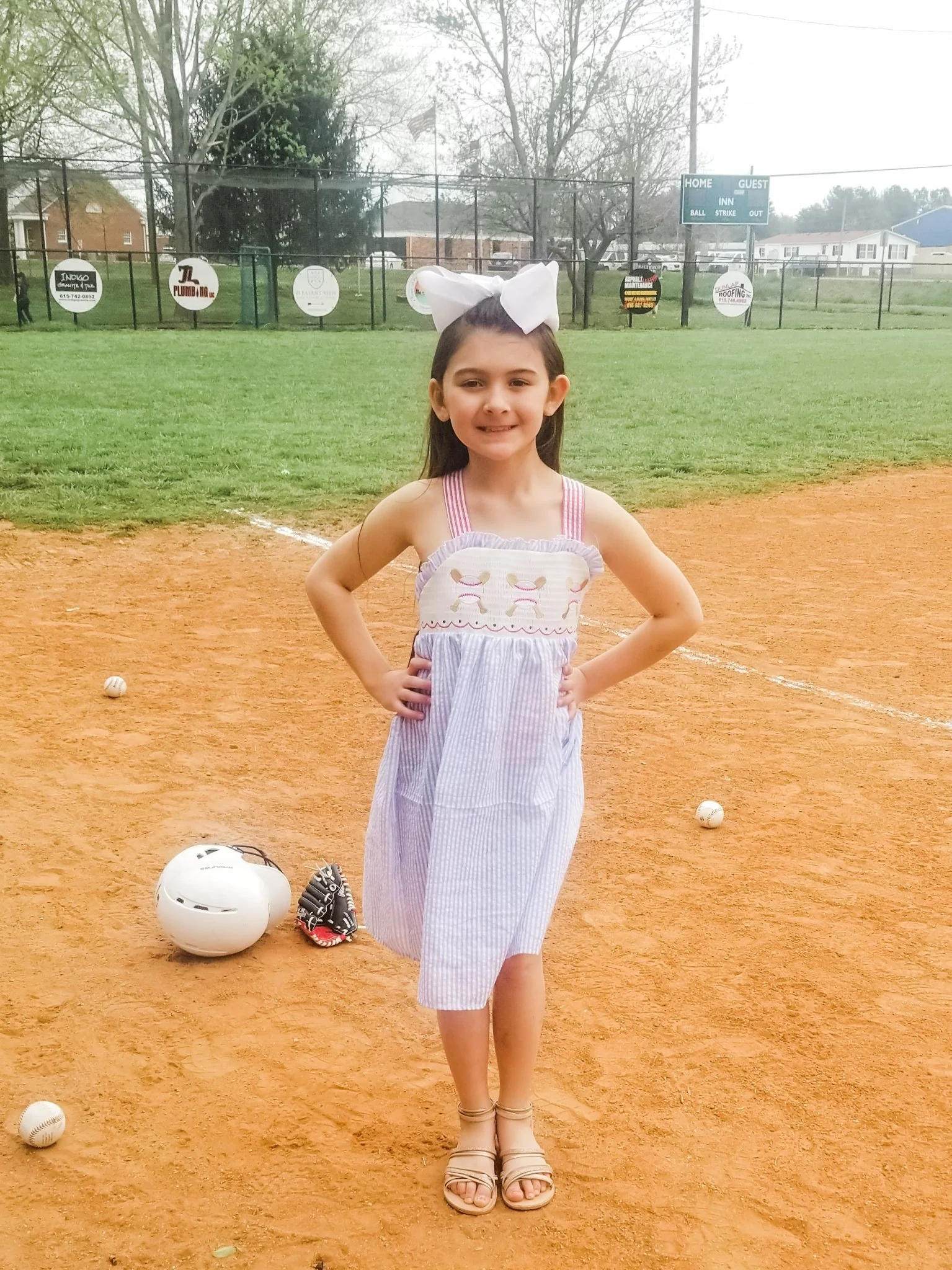 Blue Pinstriped Baseball Dress - Image 4
