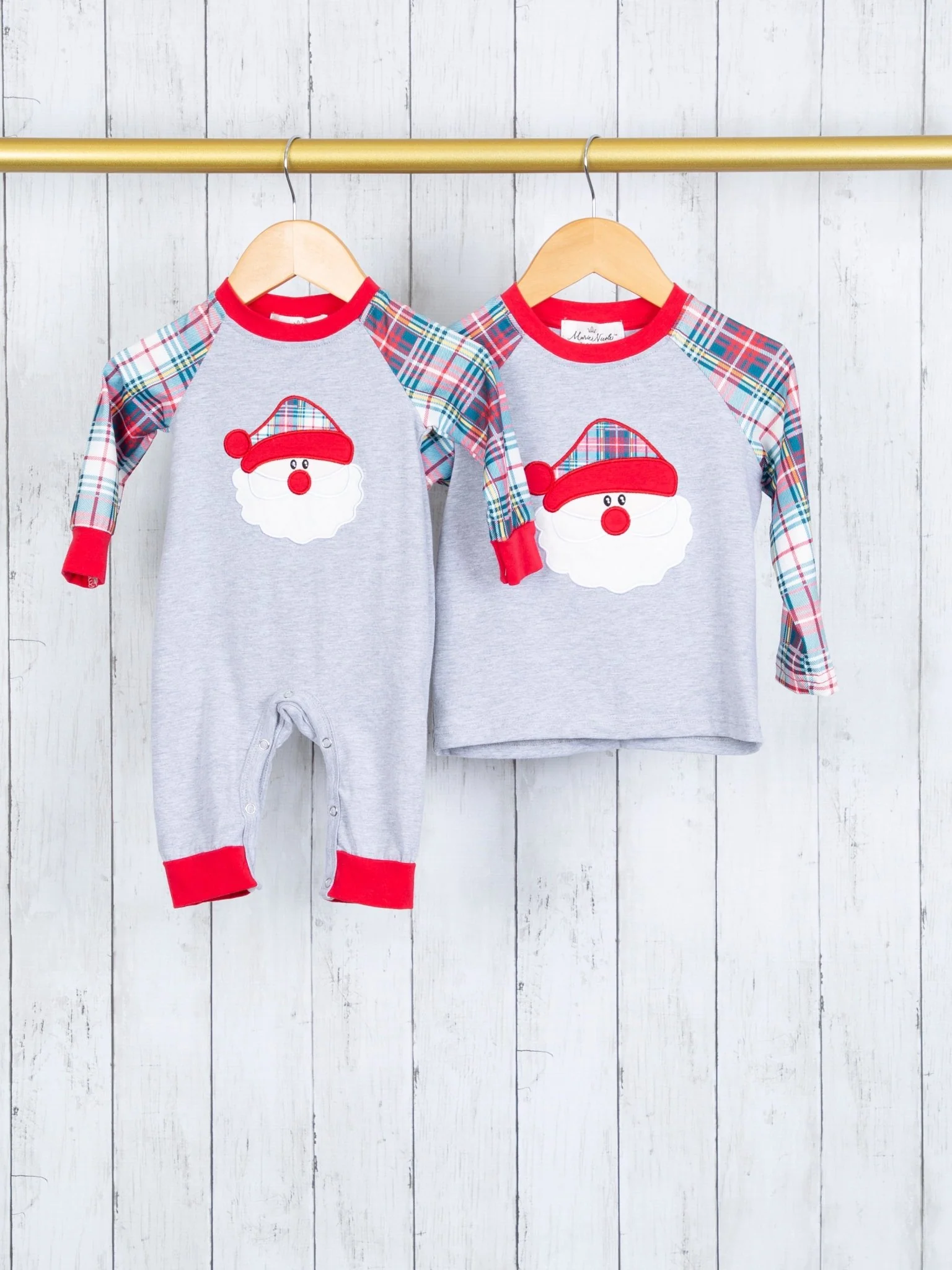 Blue Plaid Santa Raglan Shirt - Image 2