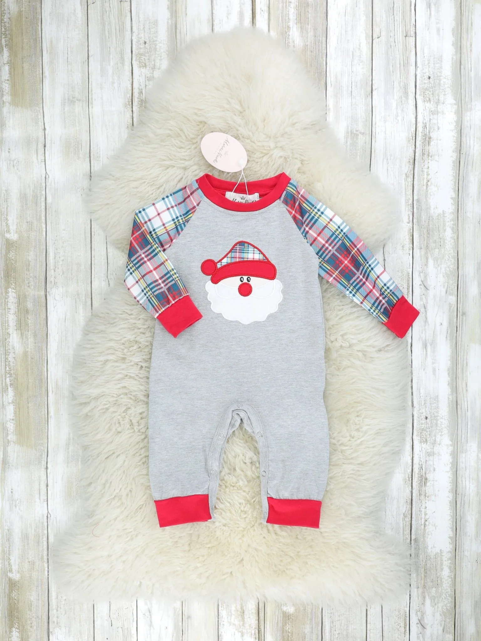 Blue Plaid Santa Romper