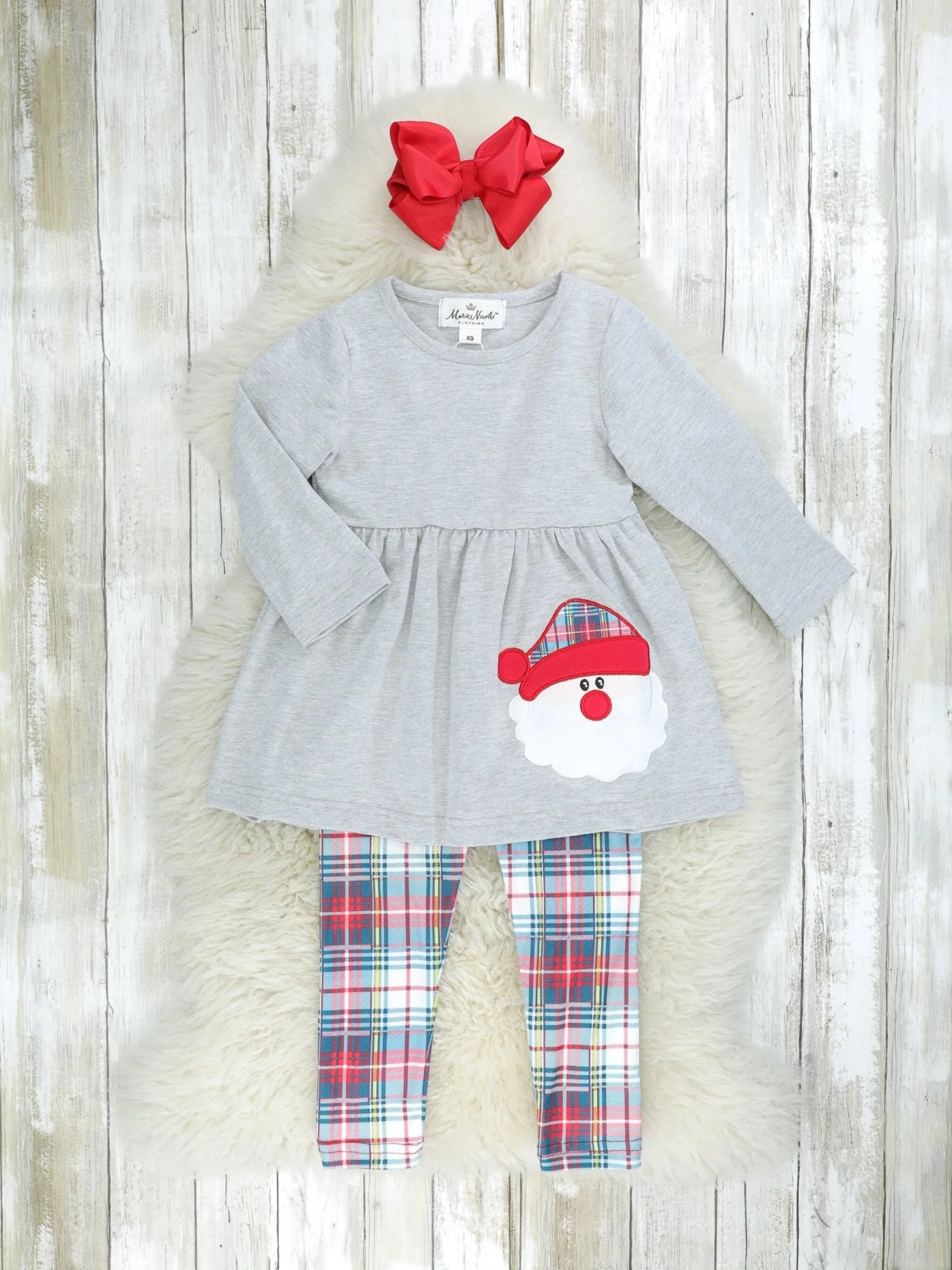 Blue Plaid Santa 3-Piece Outfit - Image 2
