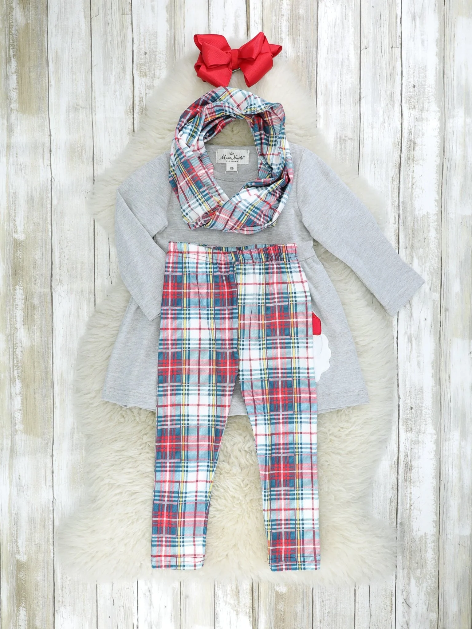 Blue Plaid Santa 3-Piece Outfit - Image 3