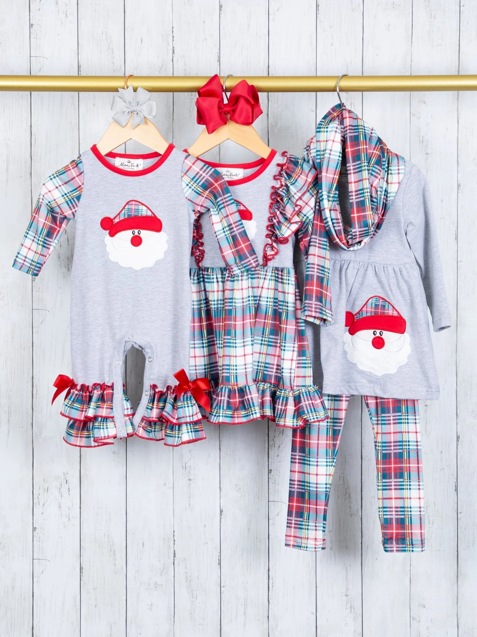 Blue Plaid Santa 3-Piece Outfit - Image 4