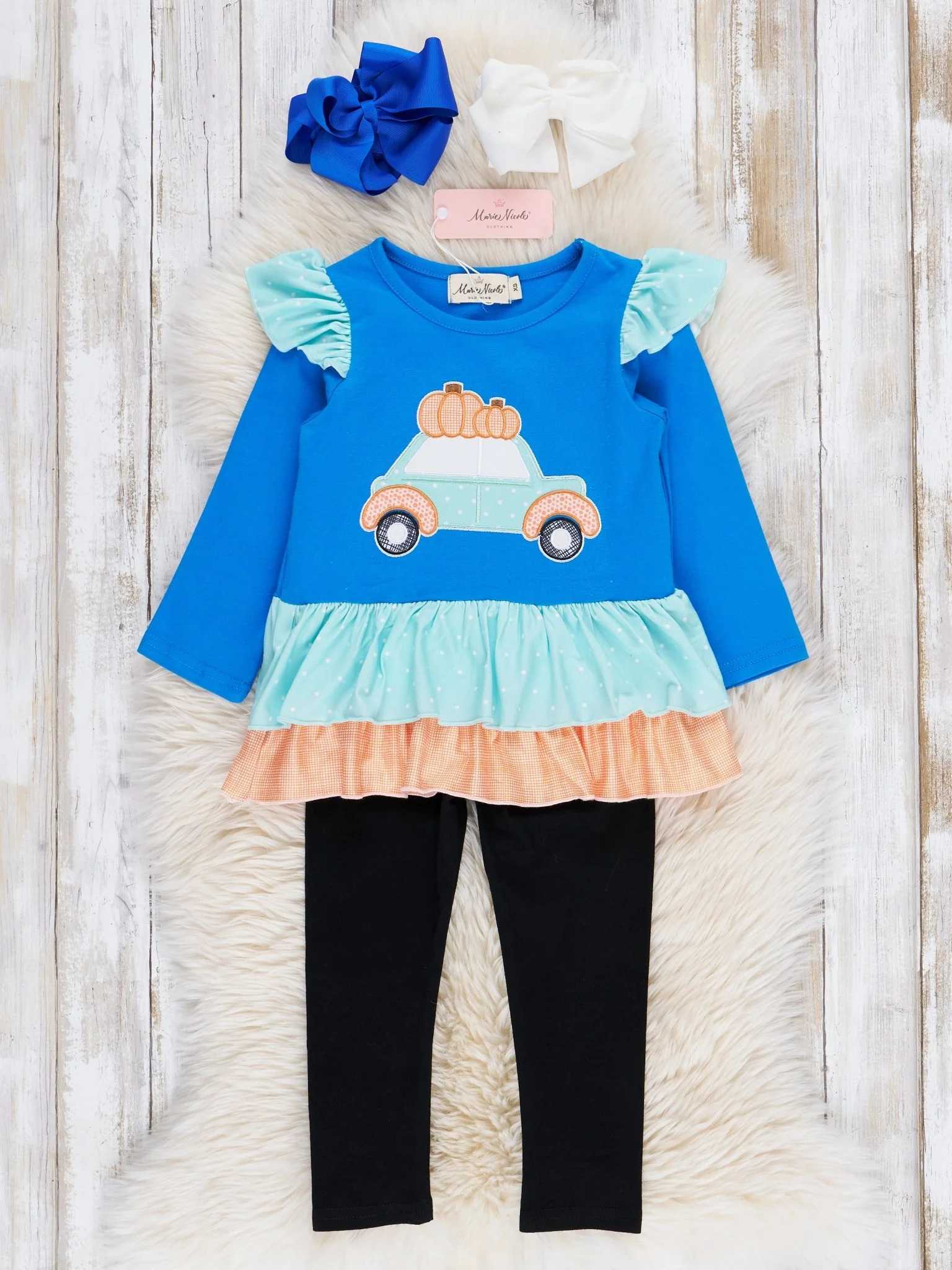 Blue Pumpkin Car Ruffle Outfit - Image 2