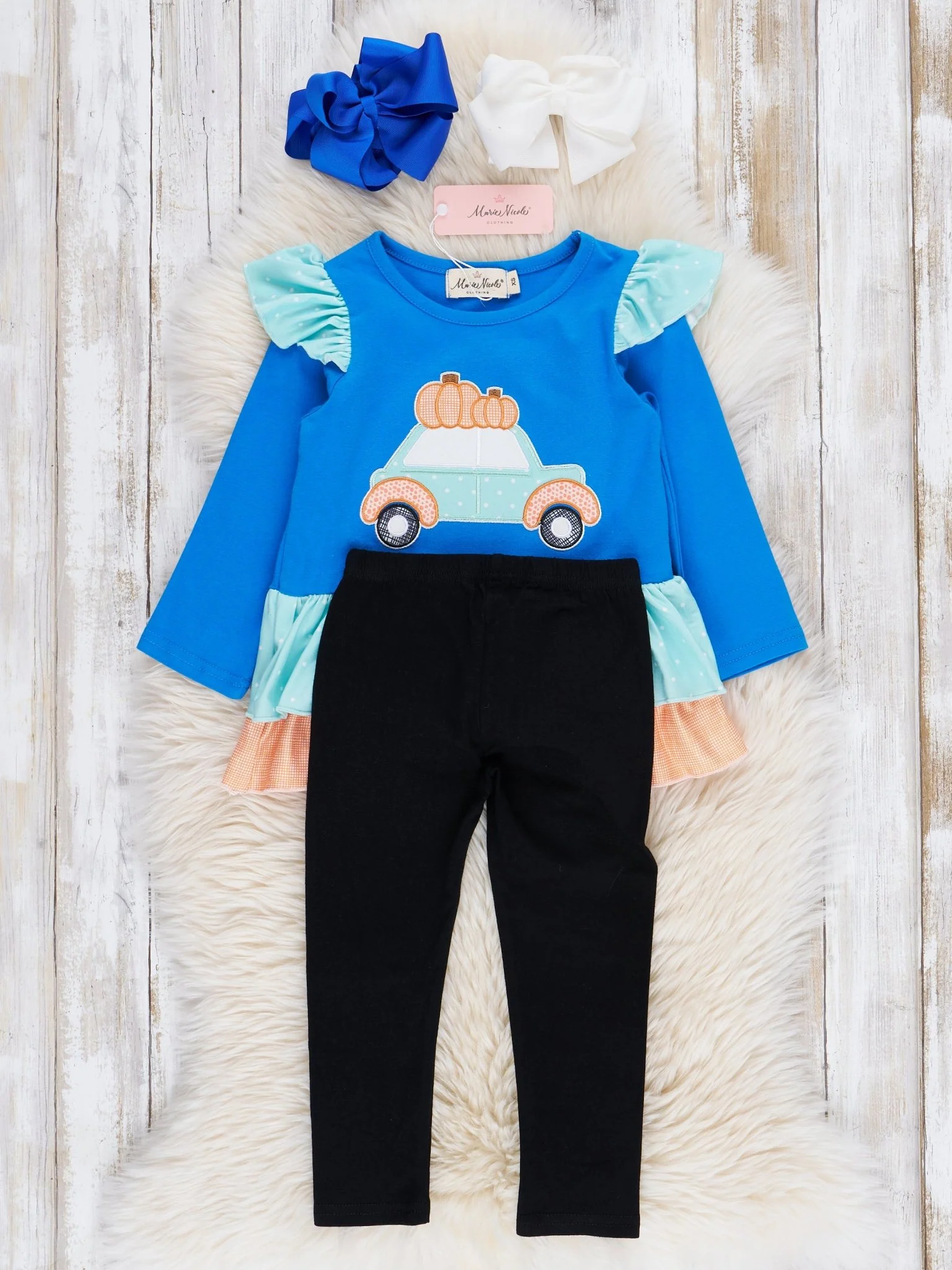 Blue Pumpkin Car Ruffle Outfit - Image 3