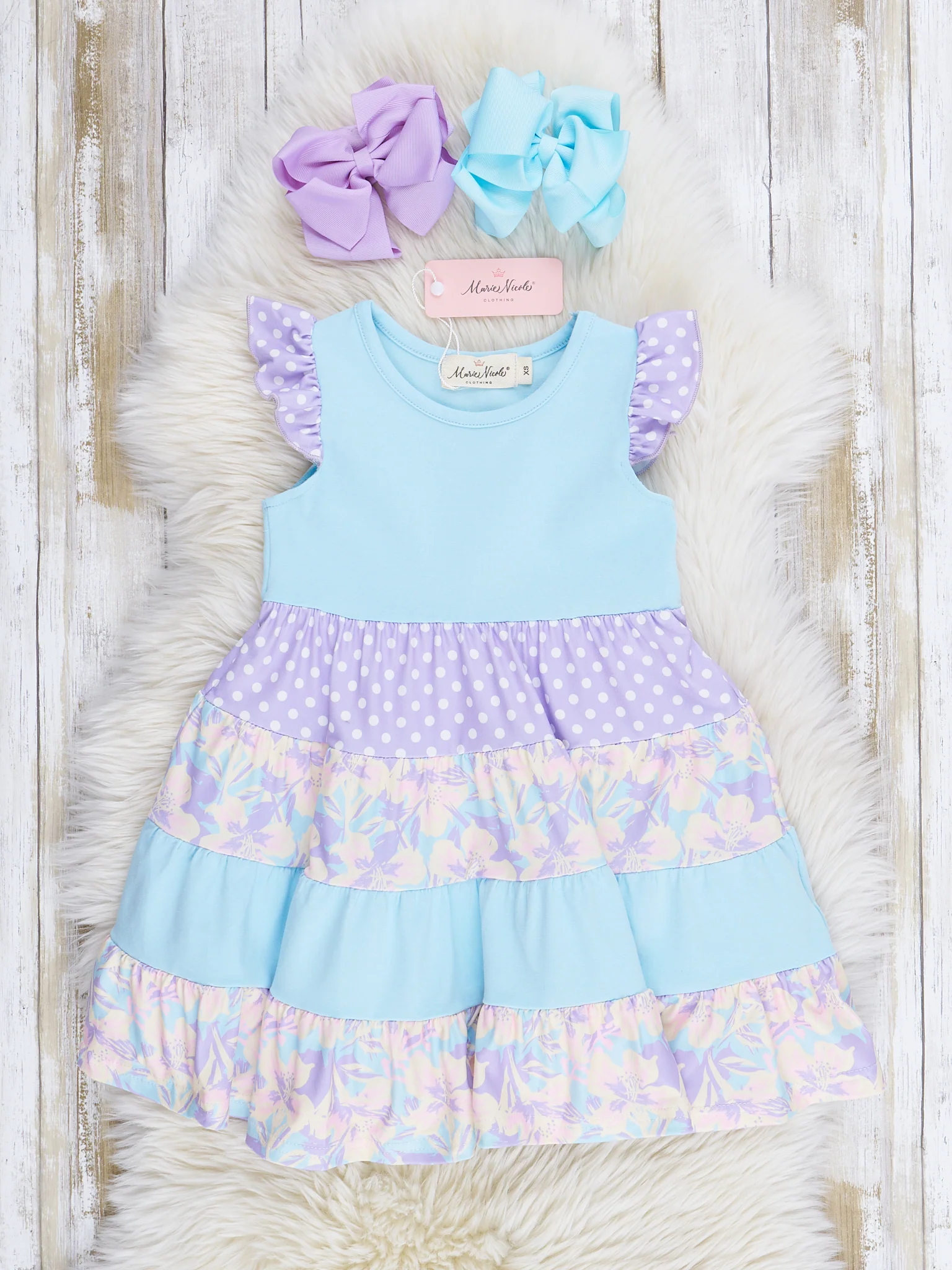 Blue & Purple Tiered Ruffle Dress