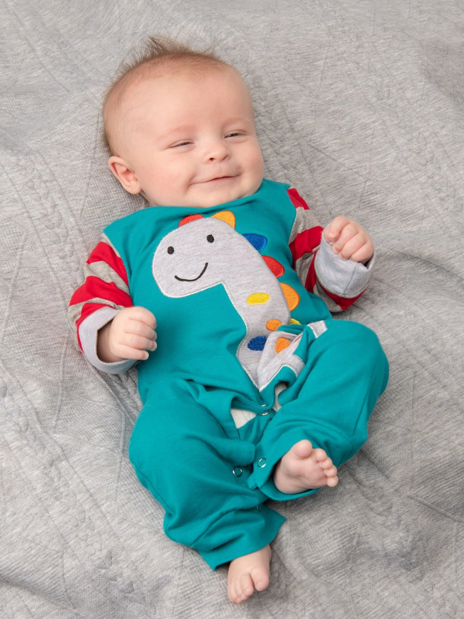 Blue Raglan Dinosaur Romper