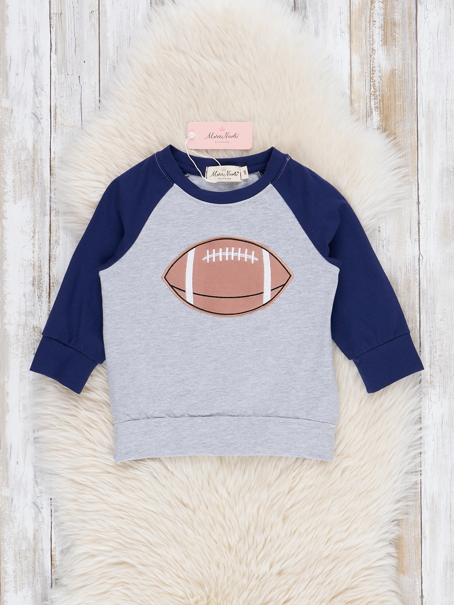 Blue Raglan Embroidered Football Shirt