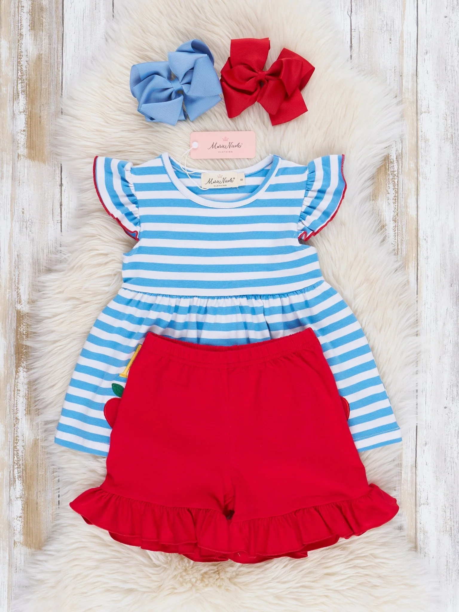 Blue & Red ABC Striped Ruffle Outfit - Image 3