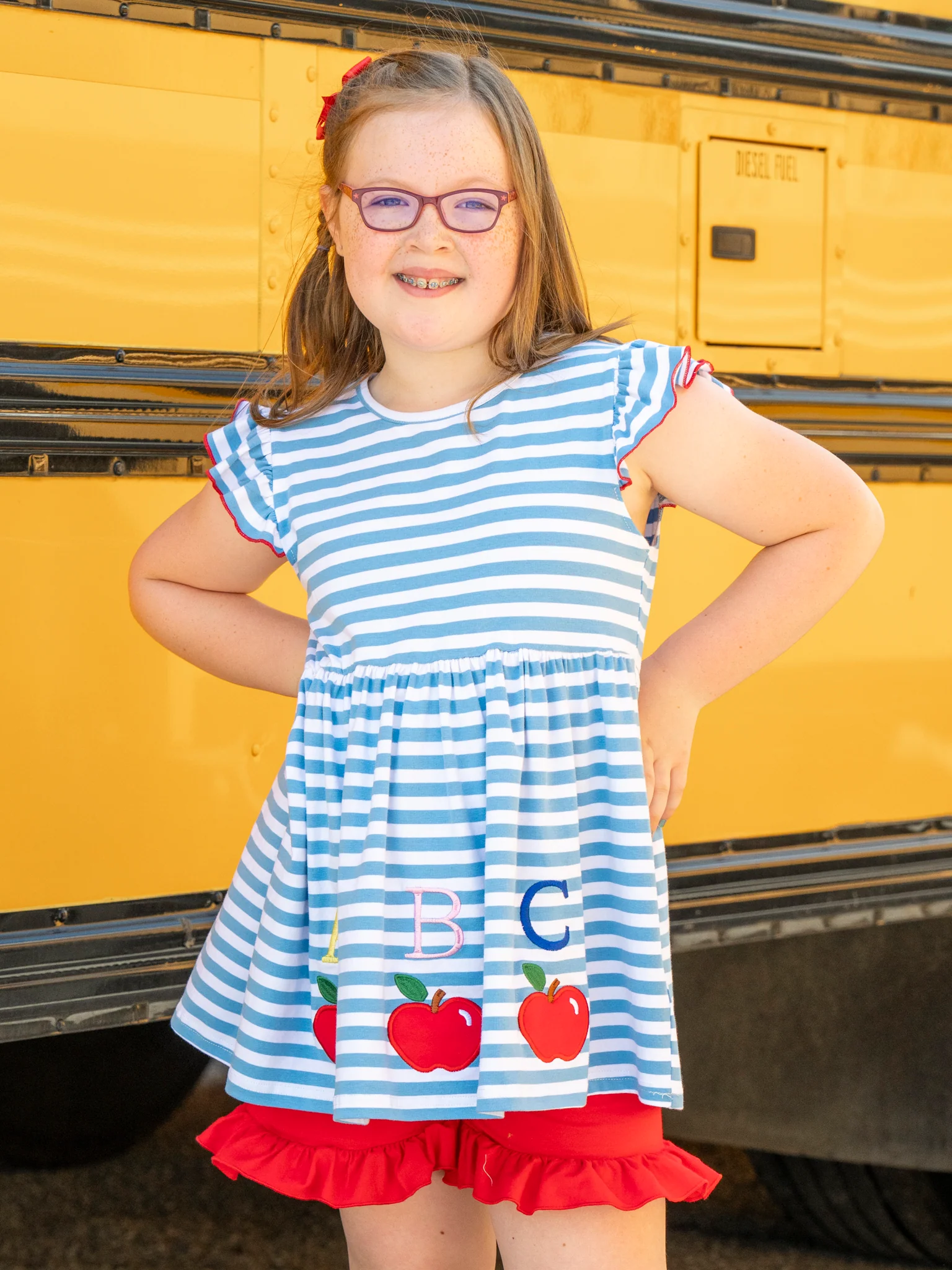Blue & Red ABC Striped Ruffle Outfit - Image 4