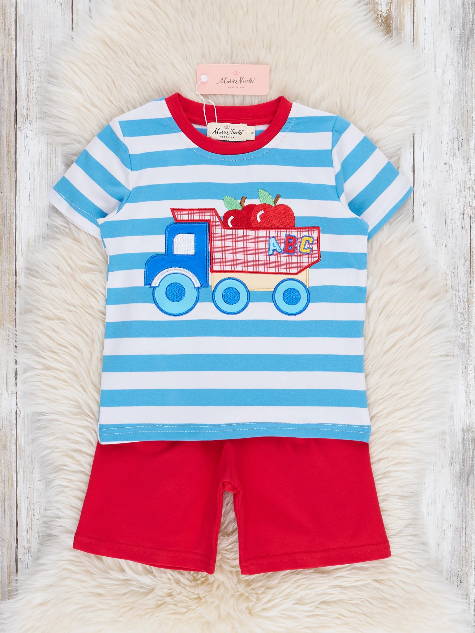Blue & Red Apple Truck Outfit