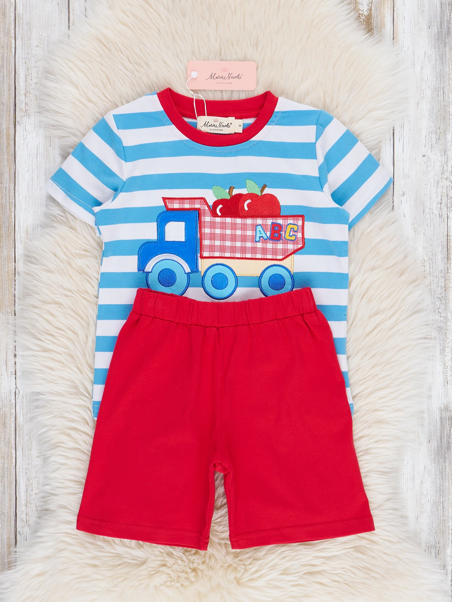 Blue & Red Apple Truck Outfit - Image 2