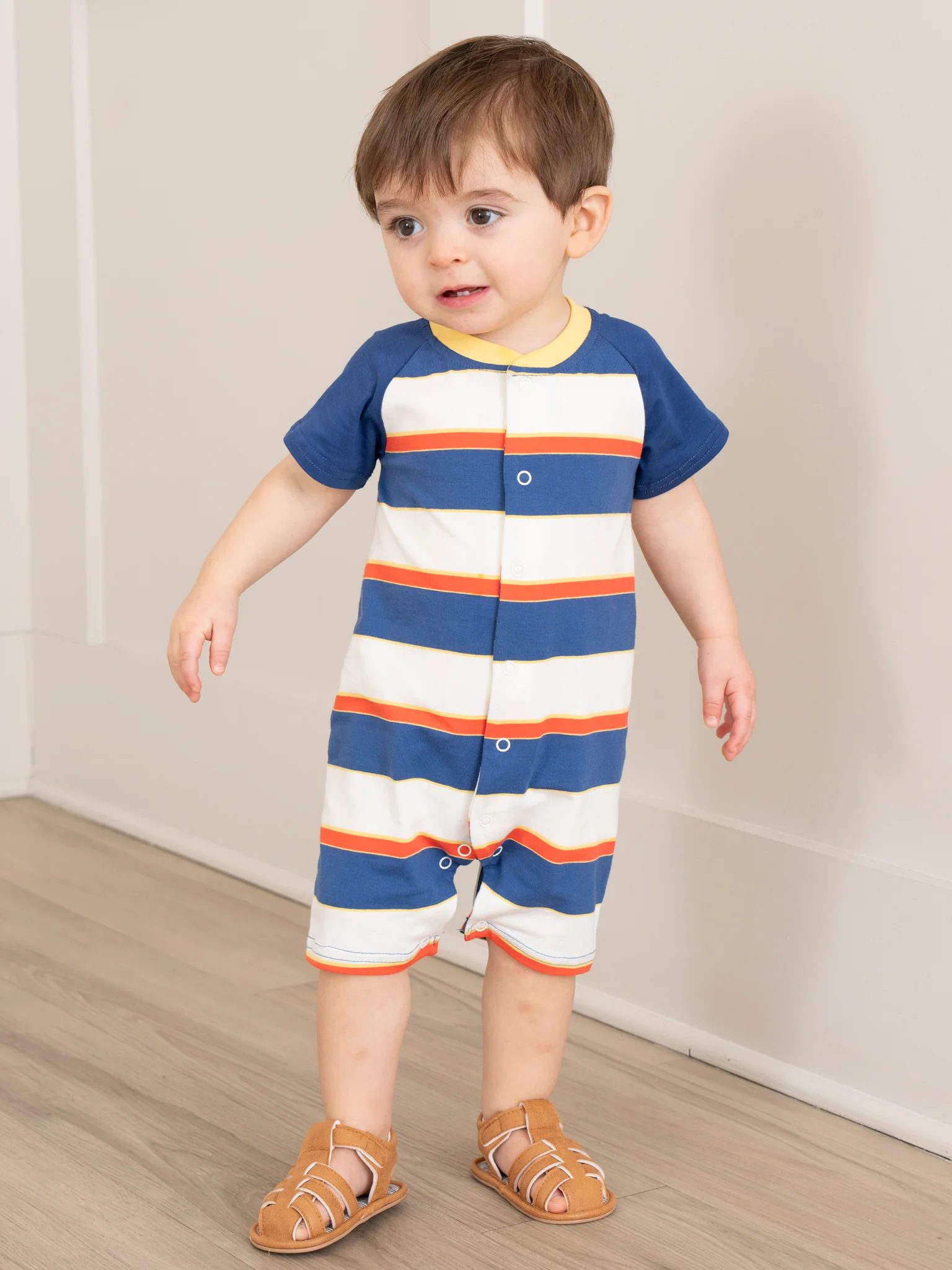 Blue & Red Striped Raglan Romper - Image 3