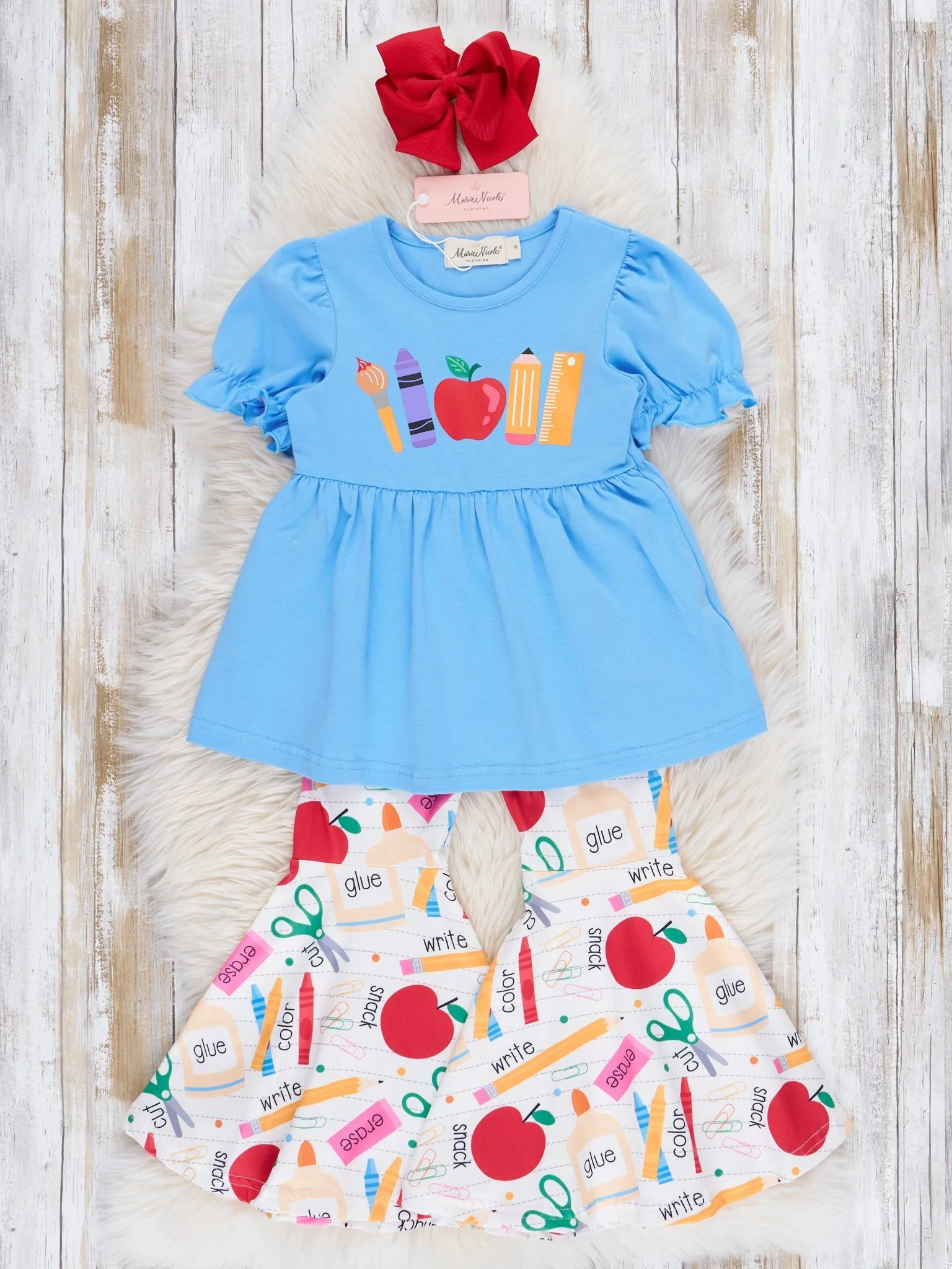 Blue School Supplies Bell Bottom Outfit - Image 2