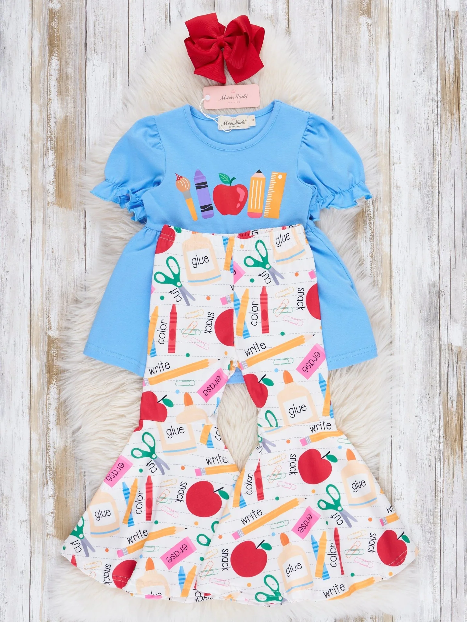 Blue School Supplies Bell Bottom Outfit - Image 3